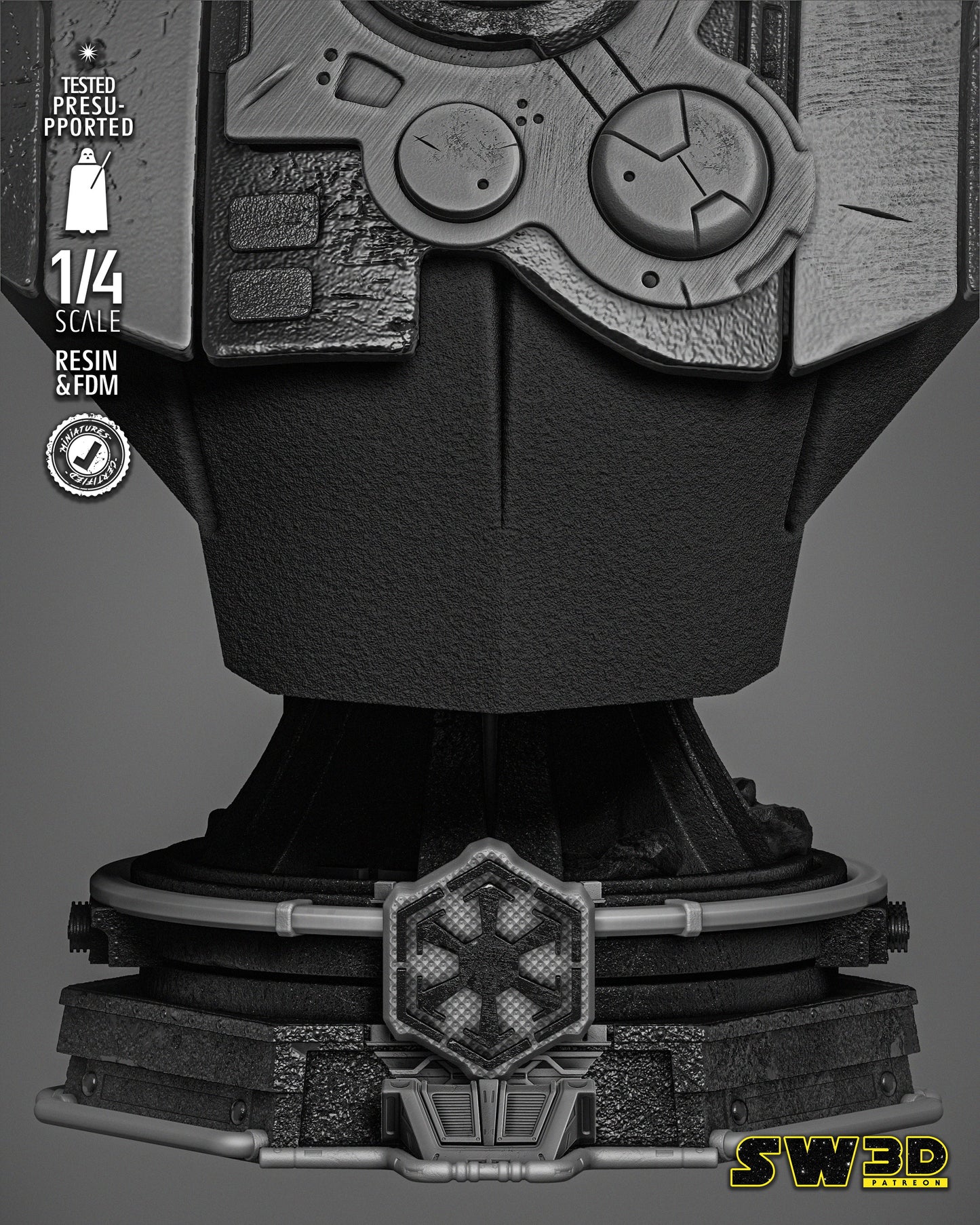 Darth Malgus Bust (Star Wars) Fan Art - 4th or 8th scale - 3D Printed
