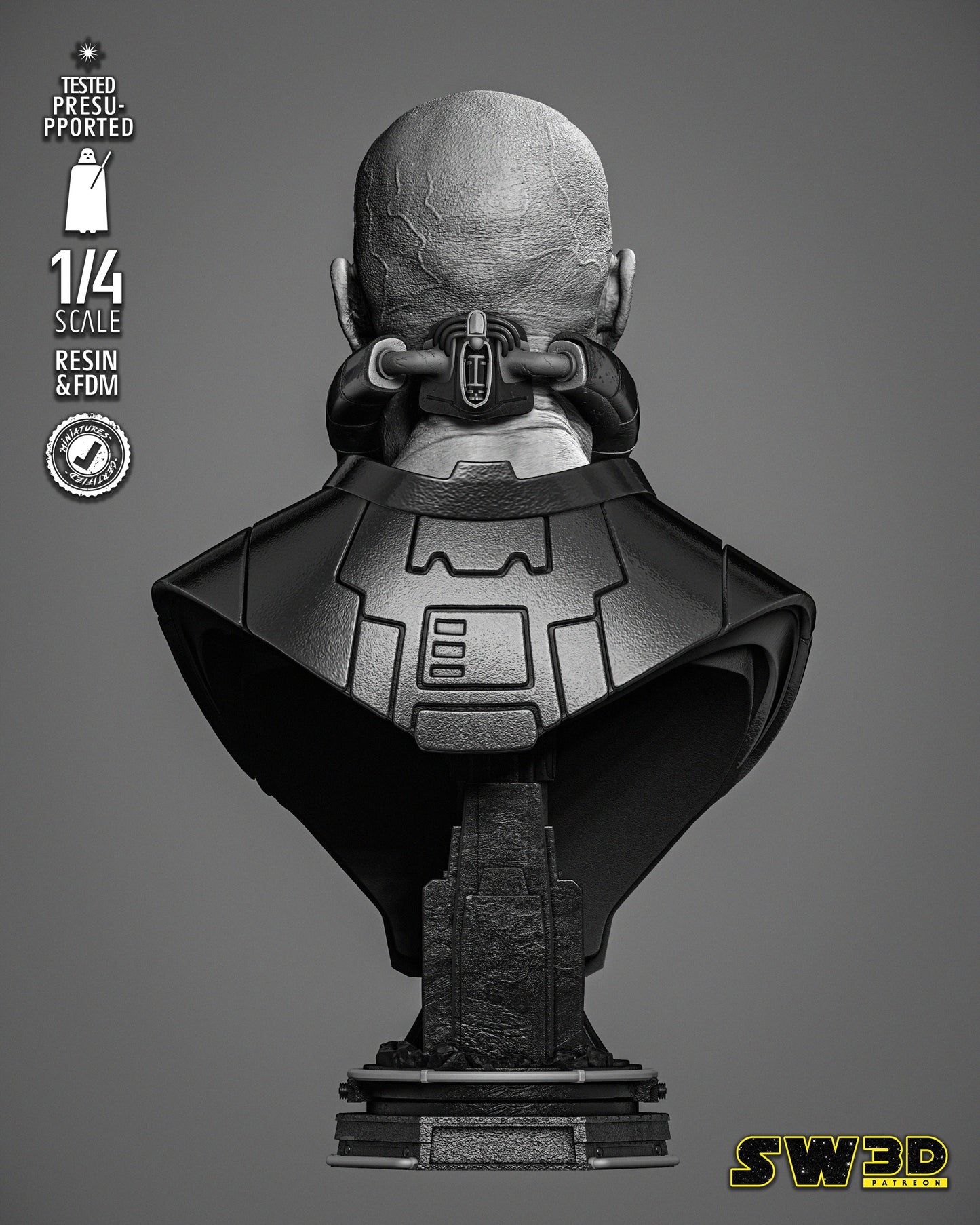 Darth Malgus Bust (Star Wars) Fan Art - 4th or 8th scale - 3D Printed