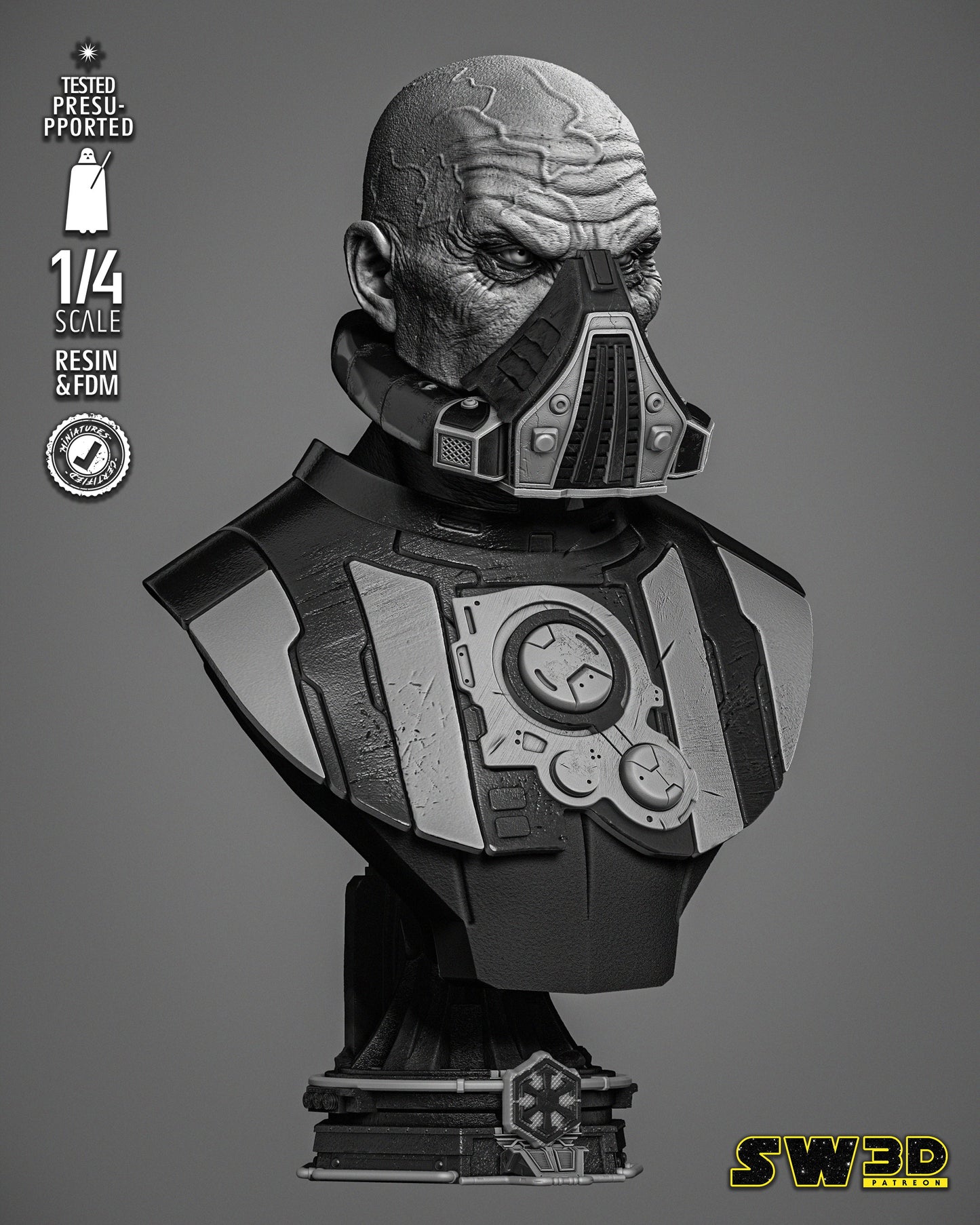 Darth Malgus Bust (Star Wars) Fan Art - 4th or 8th scale - 3D Printed