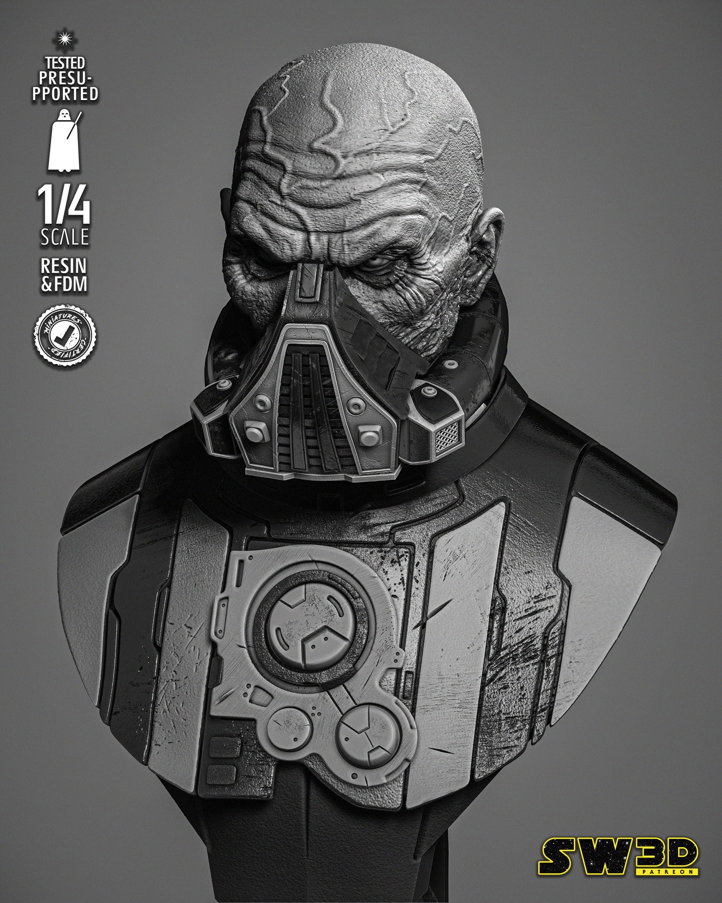 Darth Malgus Bust (Star Wars) Fan Art - 4th or 8th scale - 3D Printed