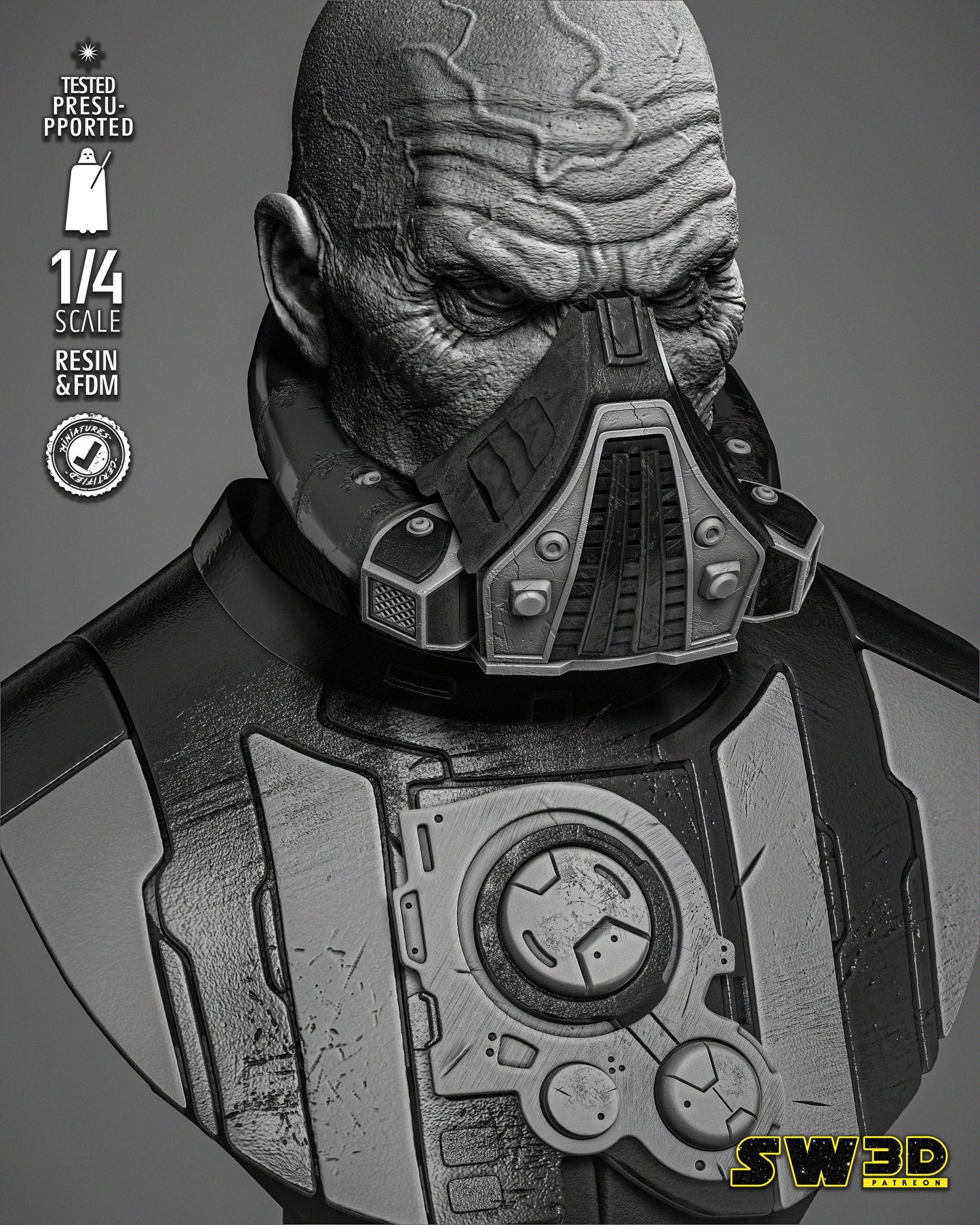 Darth Malgus Bust (Star Wars) Fan Art - 4th or 8th scale - 3D Printed