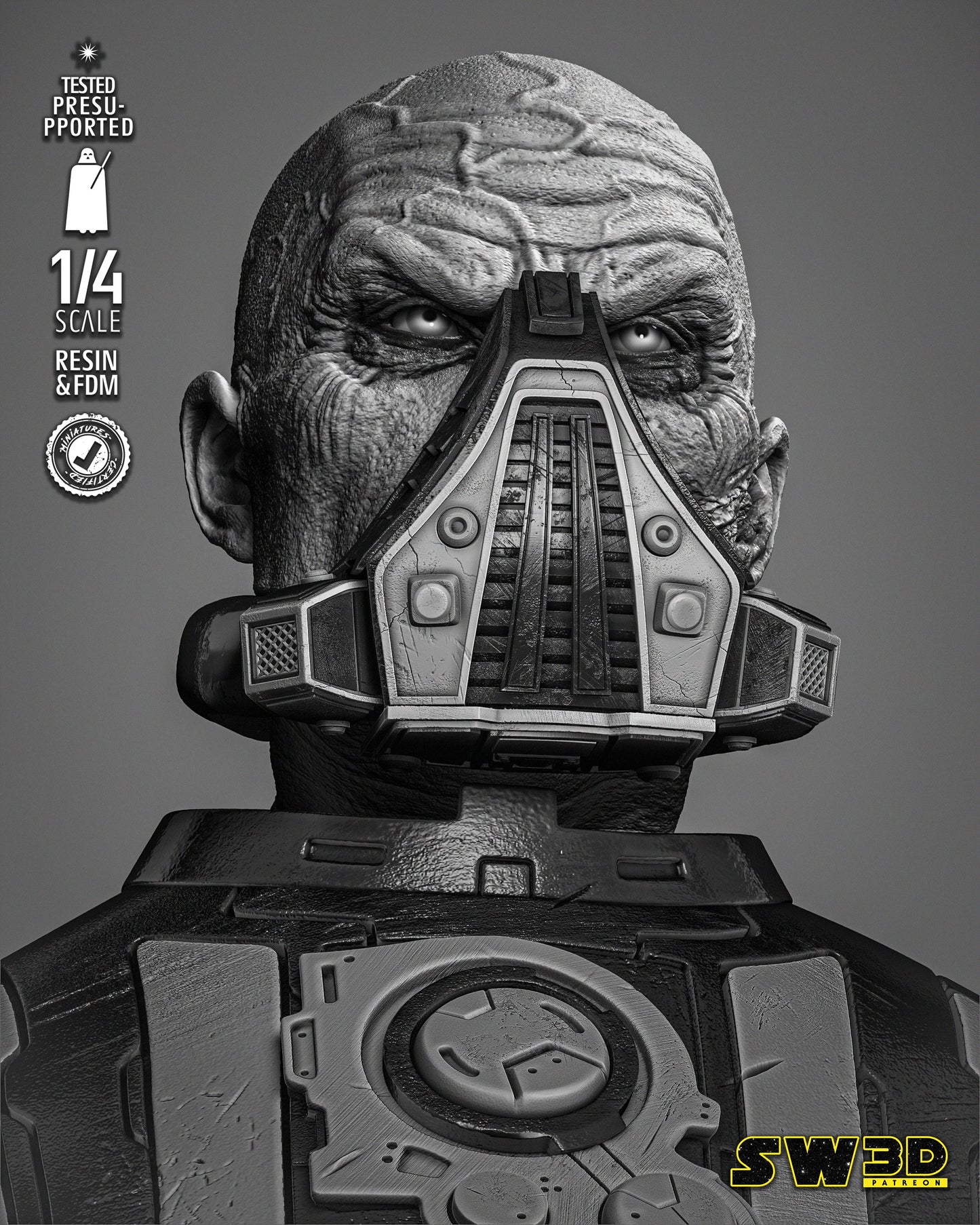 Darth Malgus Bust (Star Wars) Fan Art - 4th or 8th scale - 3D Printed