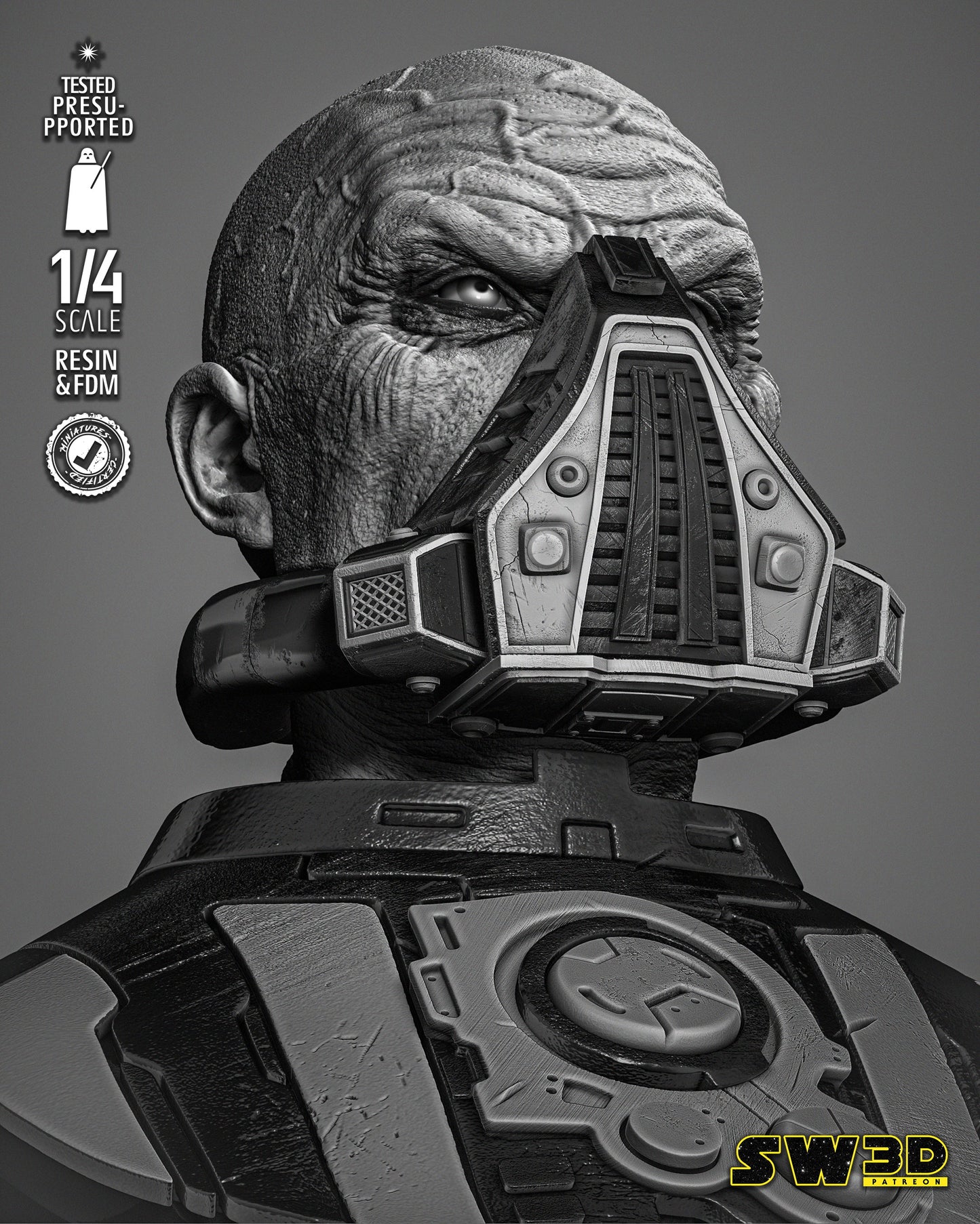 Darth Malgus Bust (Star Wars) Fan Art - 4th or 8th scale - 3D Printed