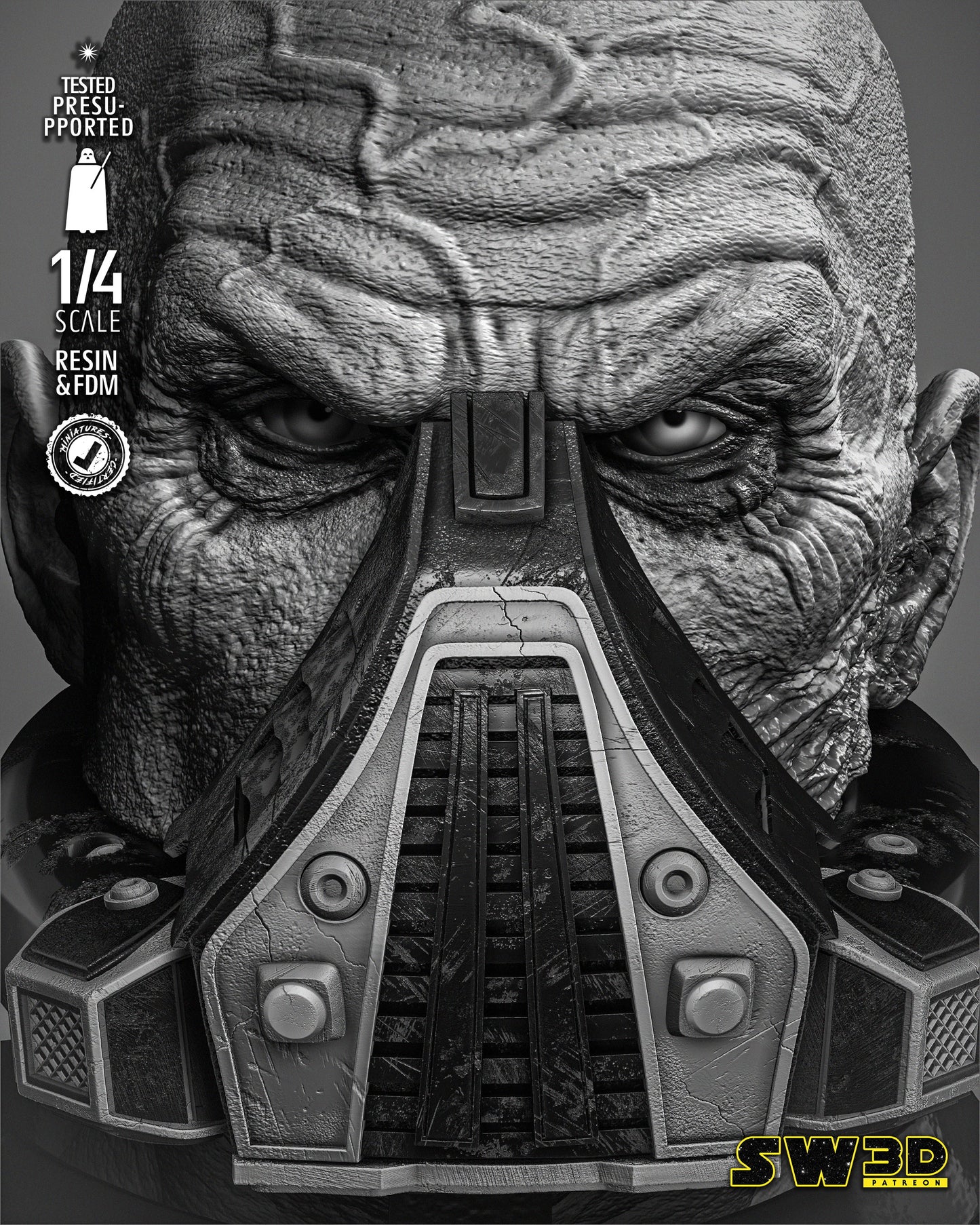 Darth Malgus Bust (Star Wars) Fan Art - 4th or 8th scale - 3D Printed
