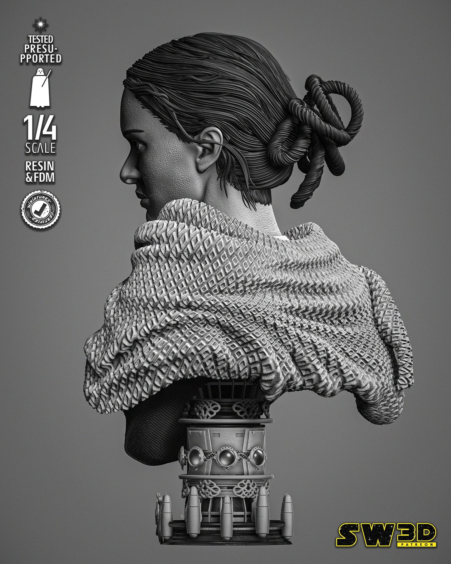 Padme Portrait Bust (Star Wars) Fan Art - 4 or 8 scale - 3D Printed