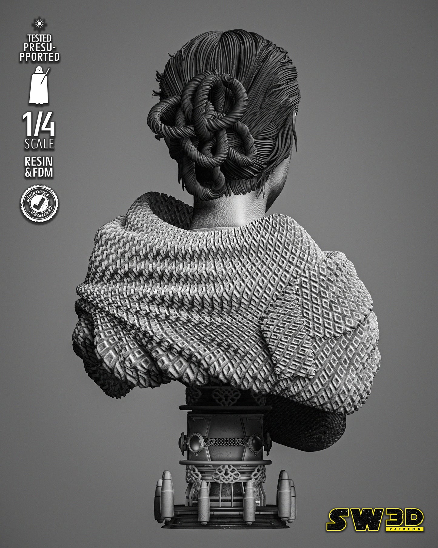 Padme Portrait Bust (Star Wars) Fan Art - 4 or 8 scale - 3D Printed