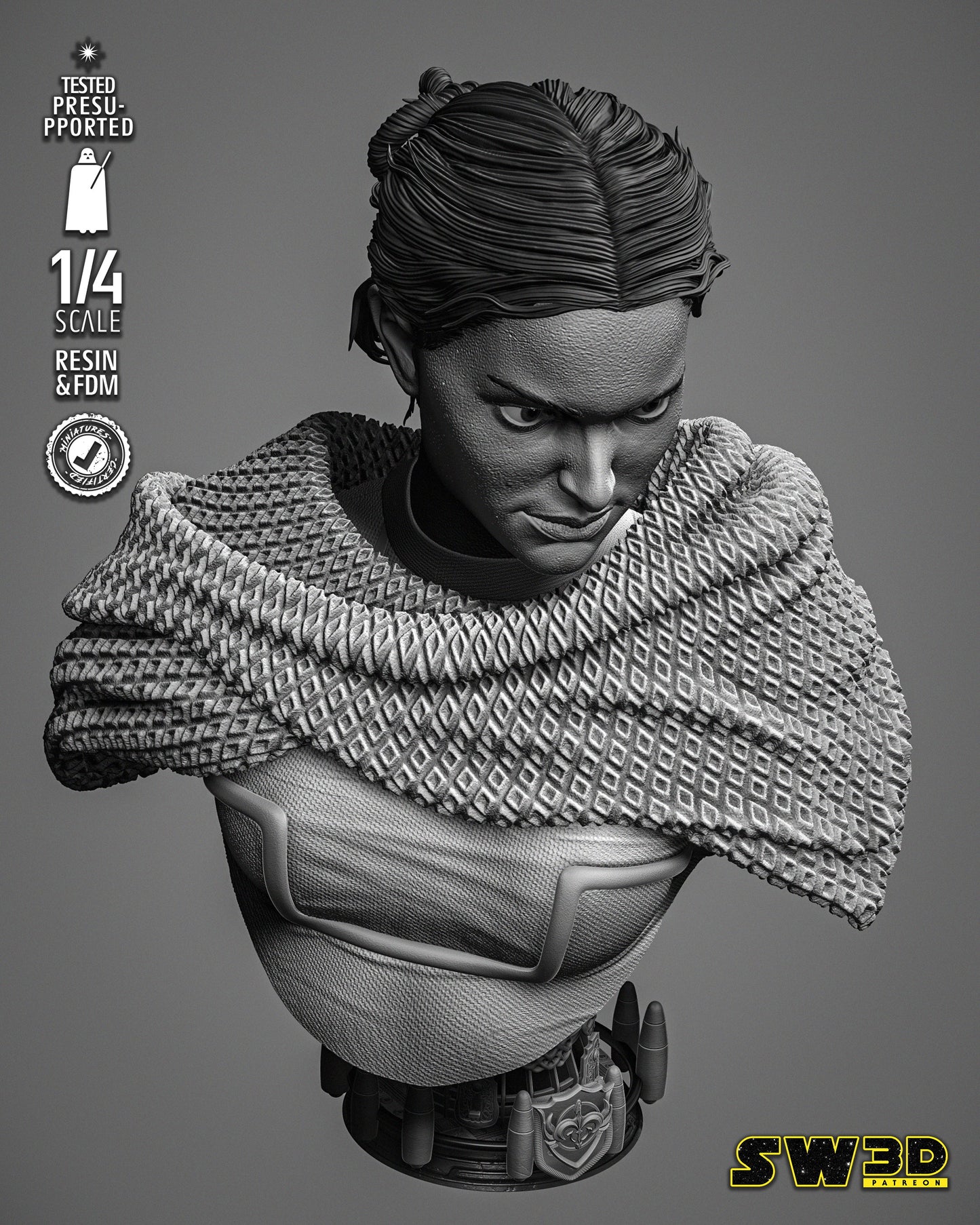 Padme Portrait Bust (Star Wars) Fan Art - 4 or 8 scale - 3D Printed