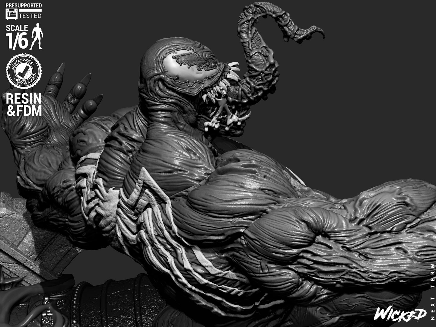 Venom (Fan Art) Sculpt - 1:6 and 1:12 scale 3d Printed Model Kit