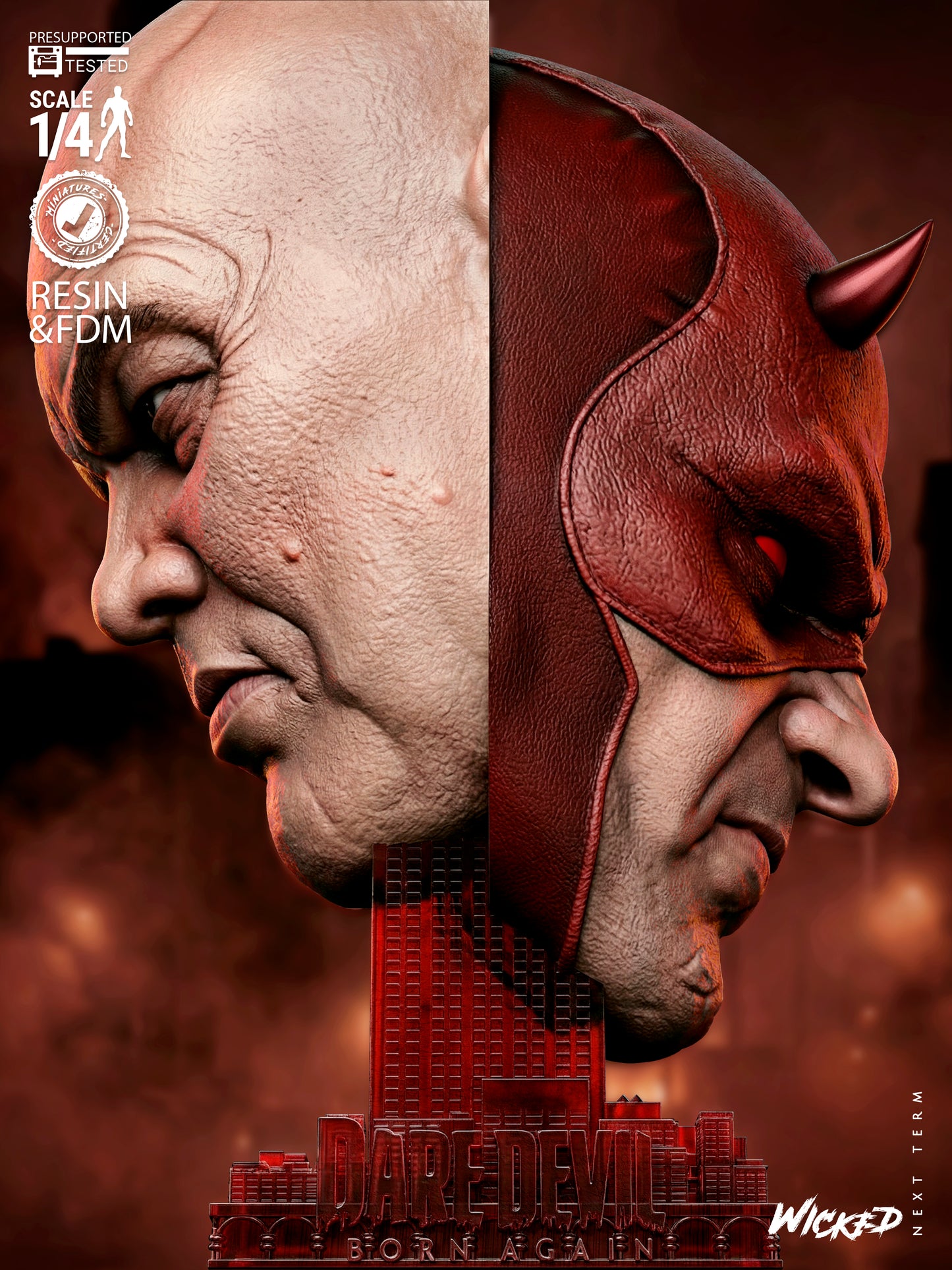 Kingpin and Daredevil Bust -3d Printed Model Kit - Fan Art