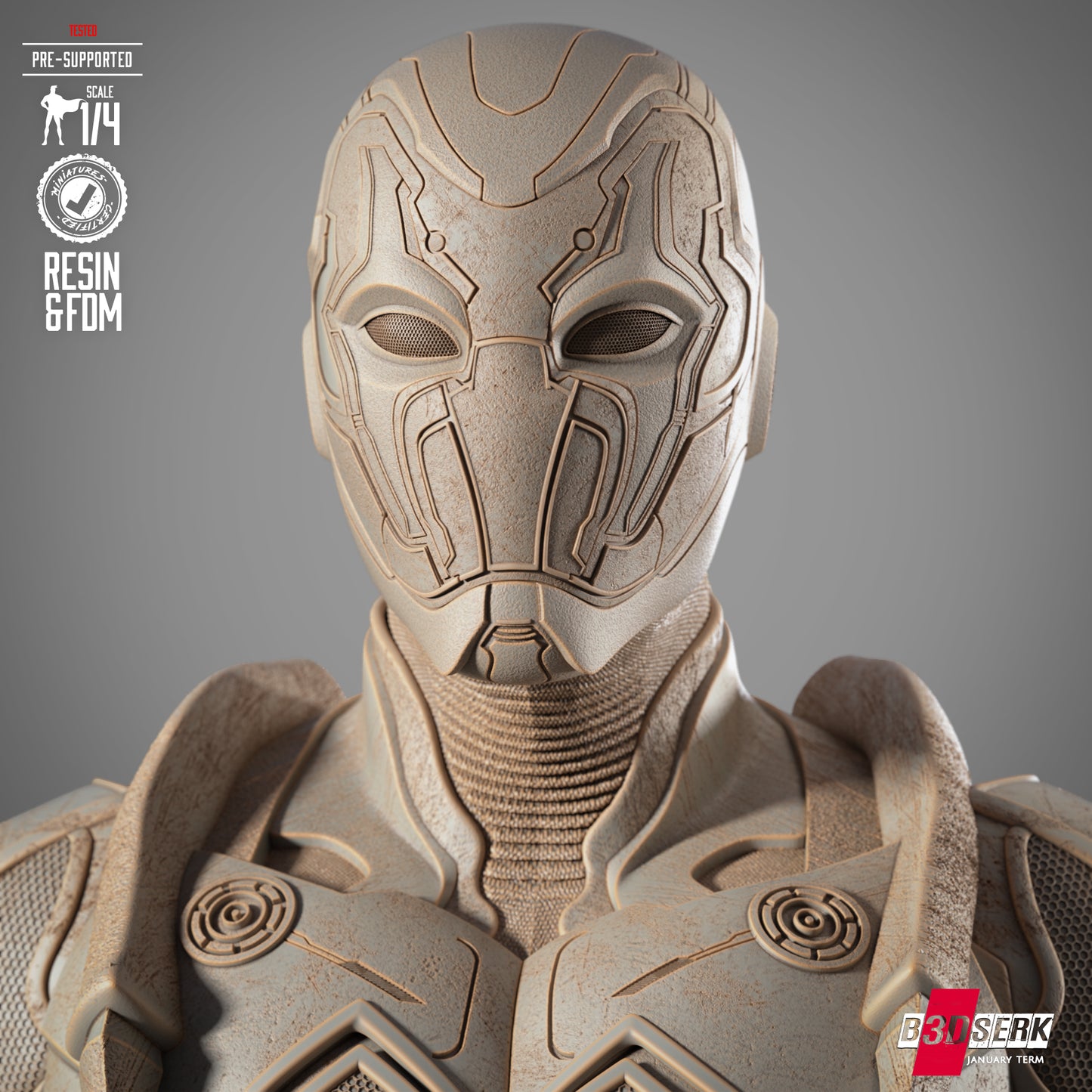 Blue Beetle Portrait Bust 4 and 8 Scale - 3D Printed Model