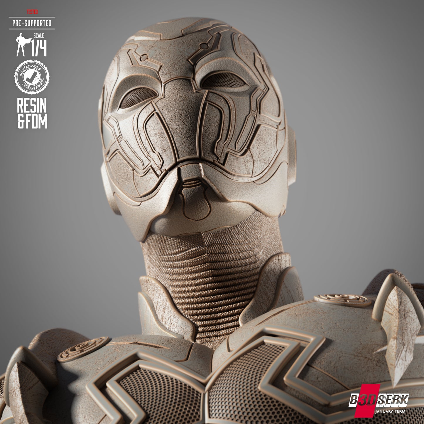 Blue Beetle Portrait Bust 4 and 8 Scale - 3D Printed Model