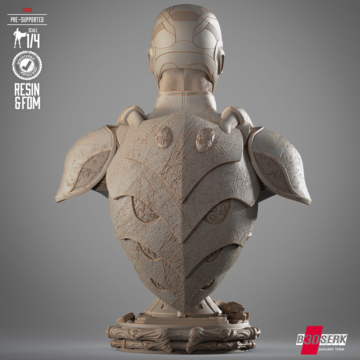 Blue Beetle Portrait Bust 4 and 8 Scale - 3D Printed Model