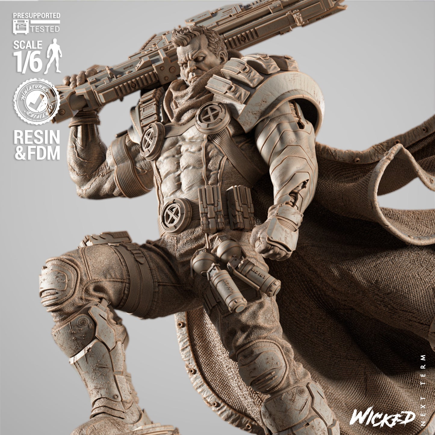 Cable Sculpt (Marvel) 3D Printed Sculpt - Scales 6 & 12 - Fan Art