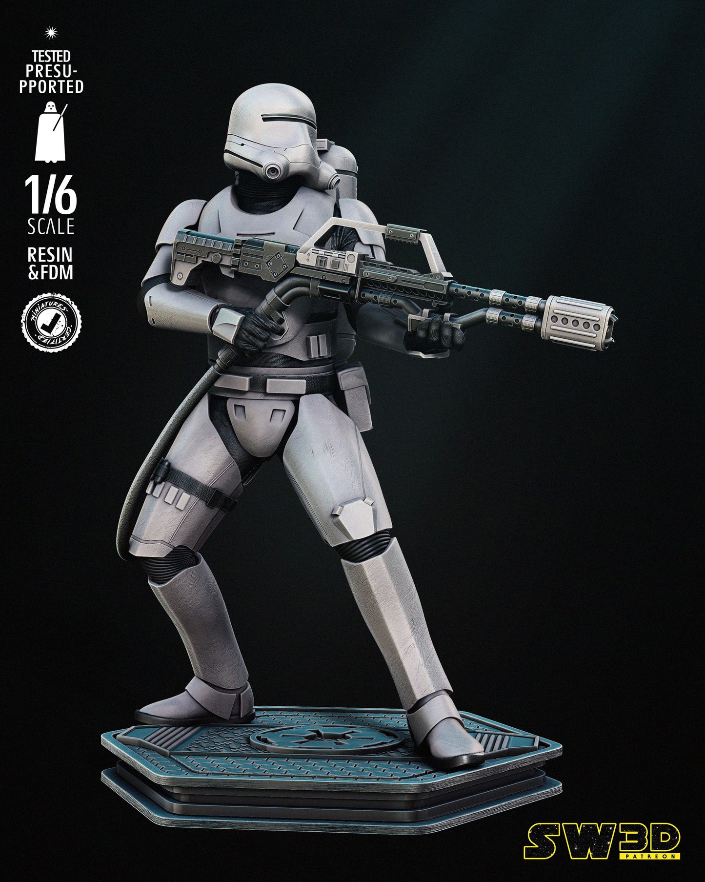 Flame Trooper (Star Wars) Fan Art - 6th or 12th scale - 3D Printed