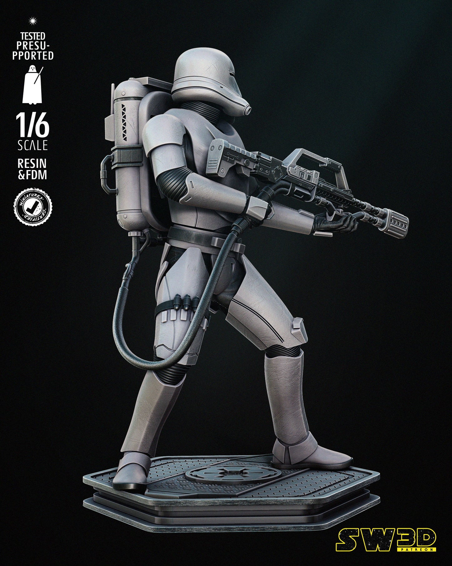 Flame Trooper (Star Wars) Fan Art - 6th or 12th scale - 3D Printed