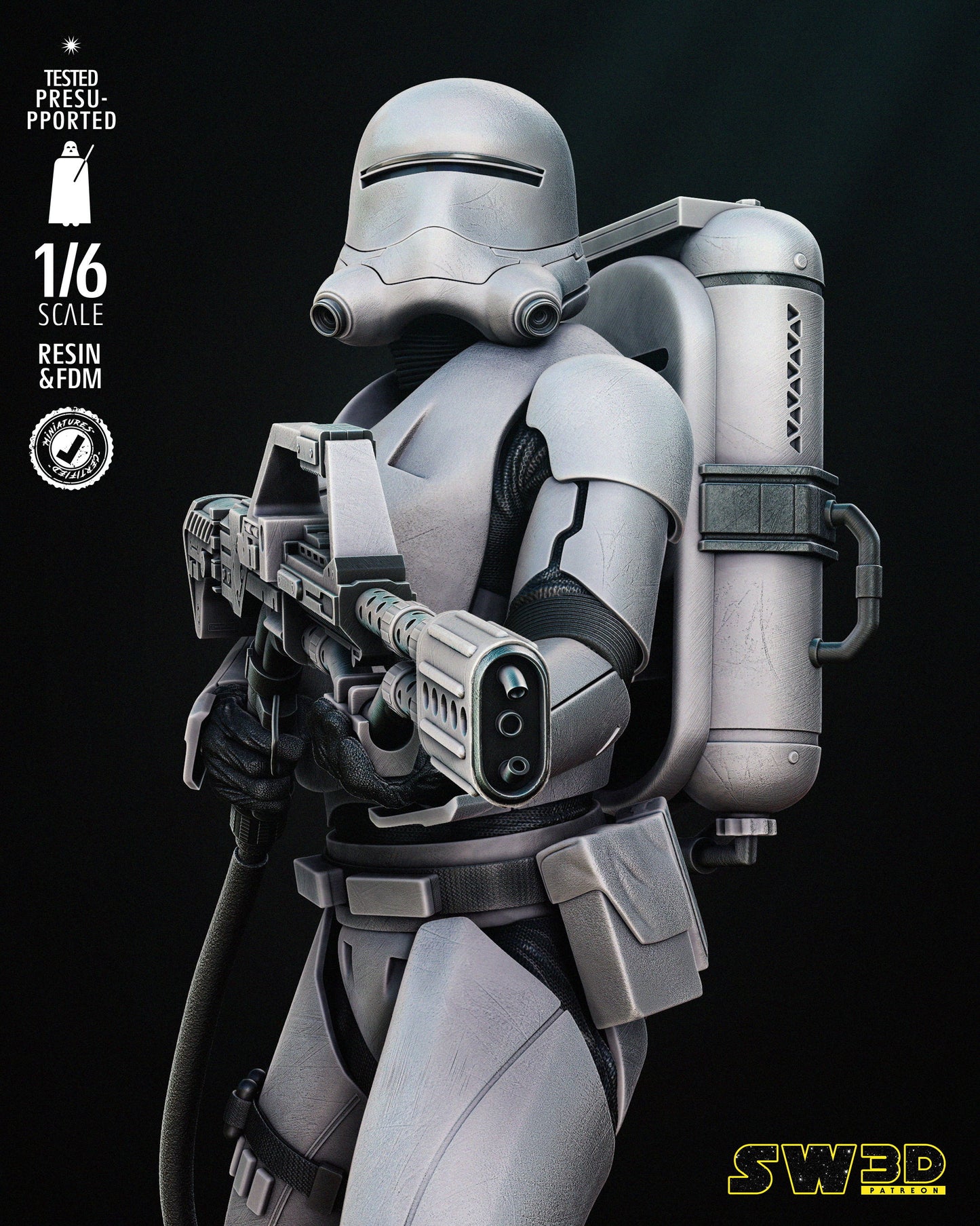 Flame Trooper (Star Wars) Fan Art - 6th or 12th scale - 3D Printed