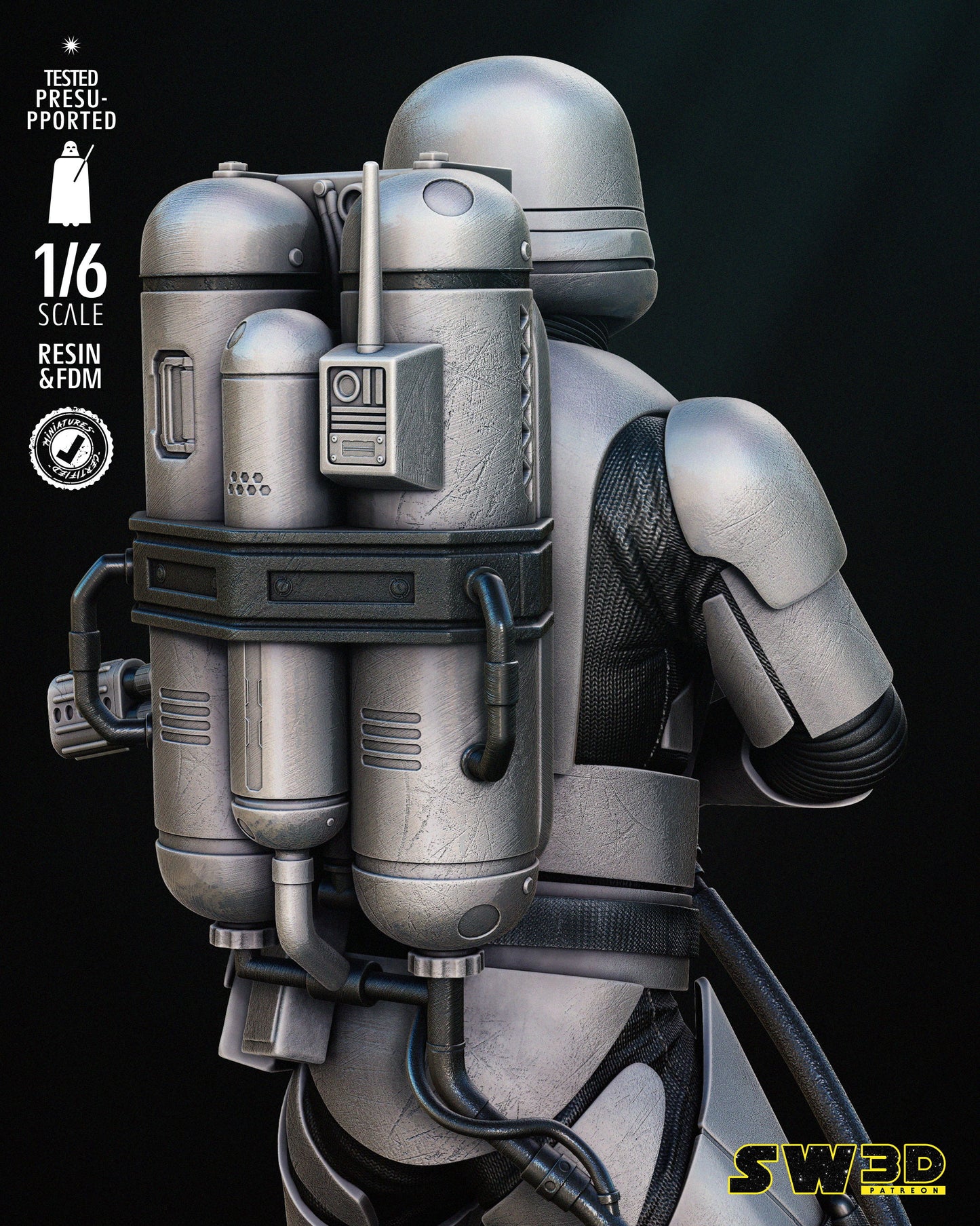 Flame Trooper (Star Wars) Fan Art - 6th or 12th scale - 3D Printed