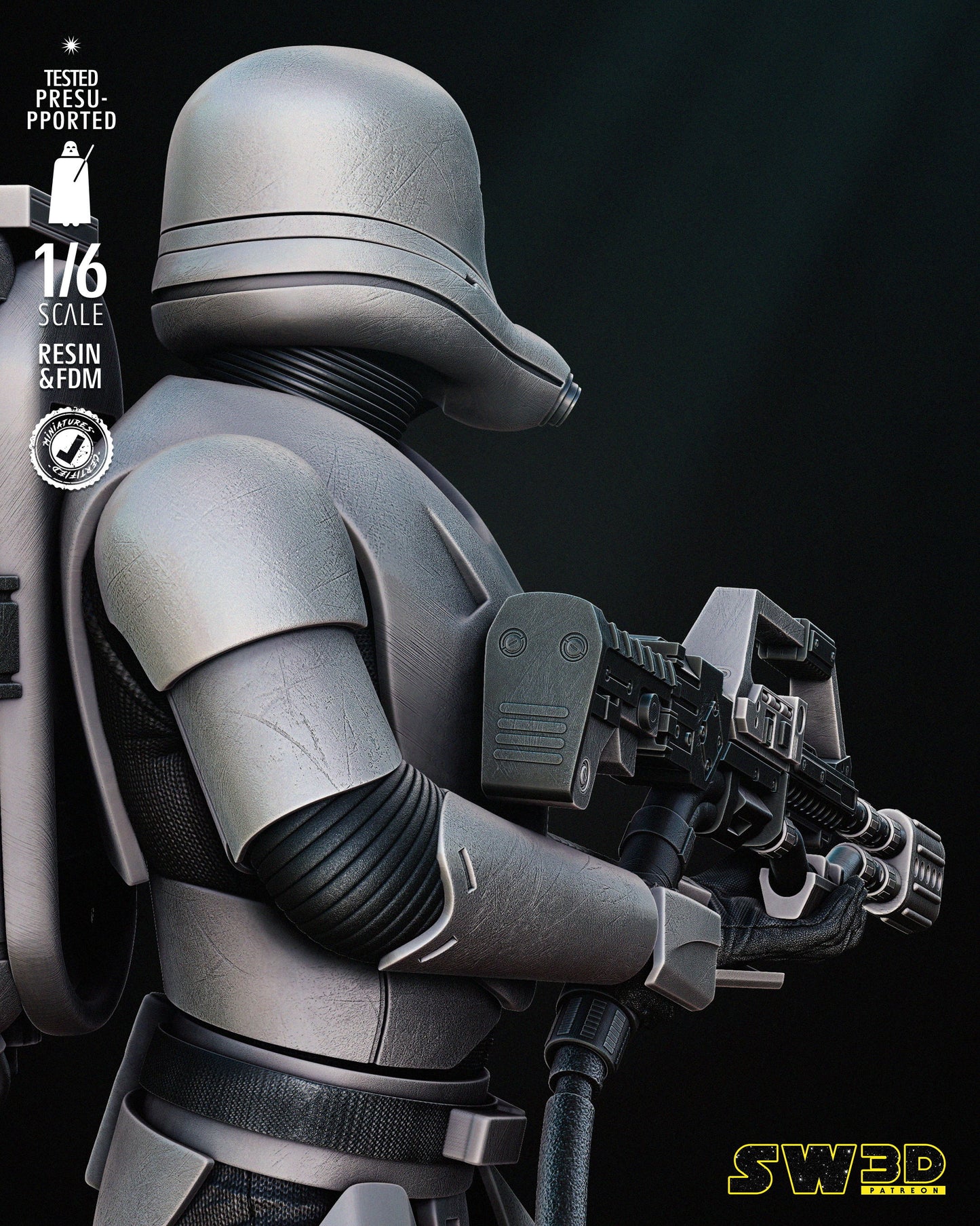 Flame Trooper (Star Wars) Fan Art - 6th or 12th scale - 3D Printed