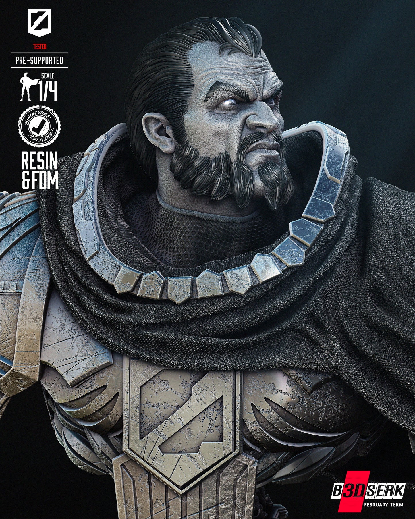 General Zod Portrait (Fan Art) - 4 or 8 scale - 3D Print kit