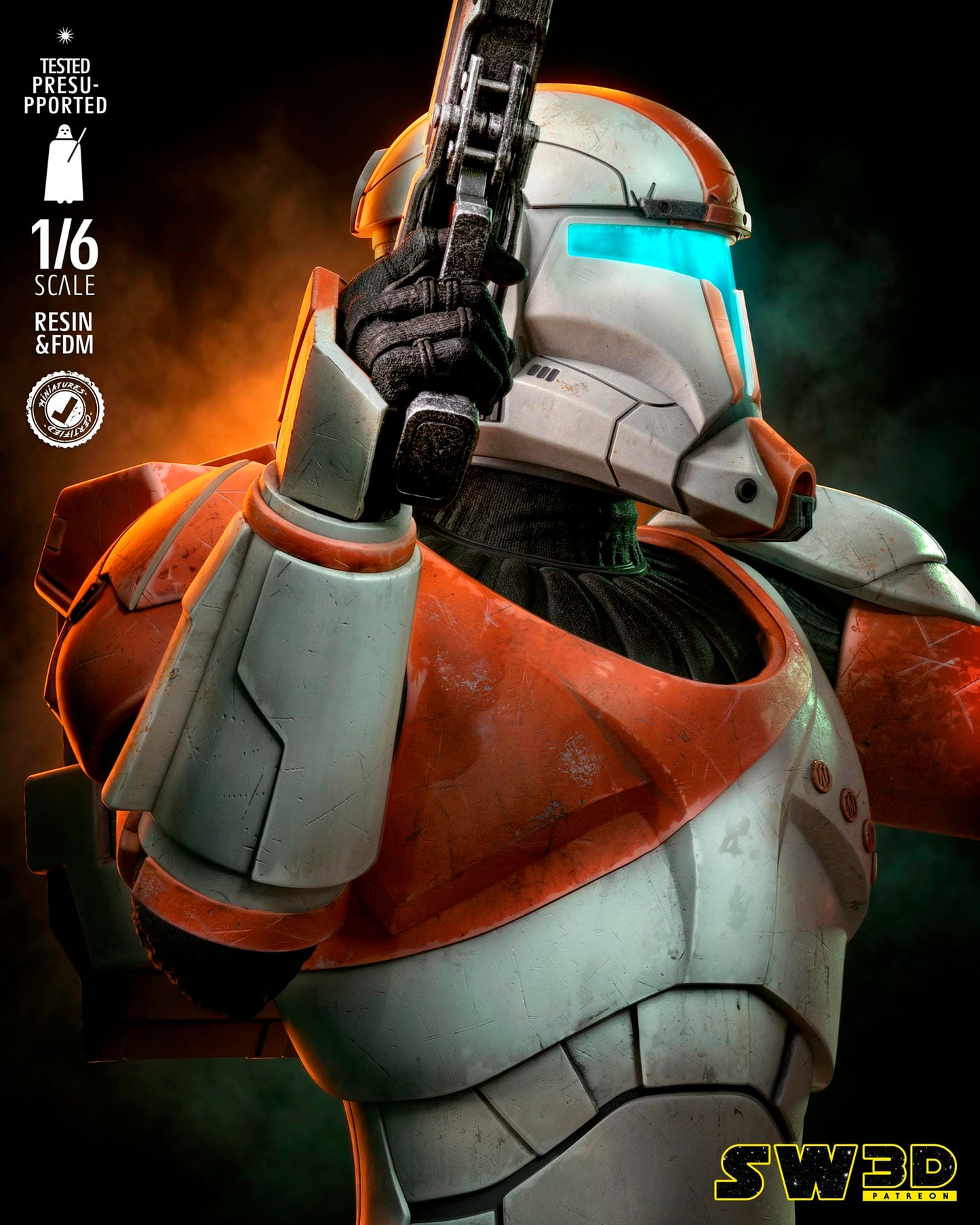 Clone Commander Statue (Star Wars) - 3D printed model kit (Fan Art)