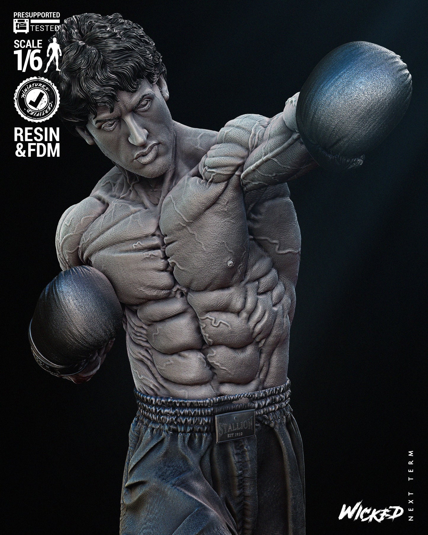 Rocky Balboa (Rocky) Sculpt - Fan Art - 6 or 12 scale - 3D Print kit