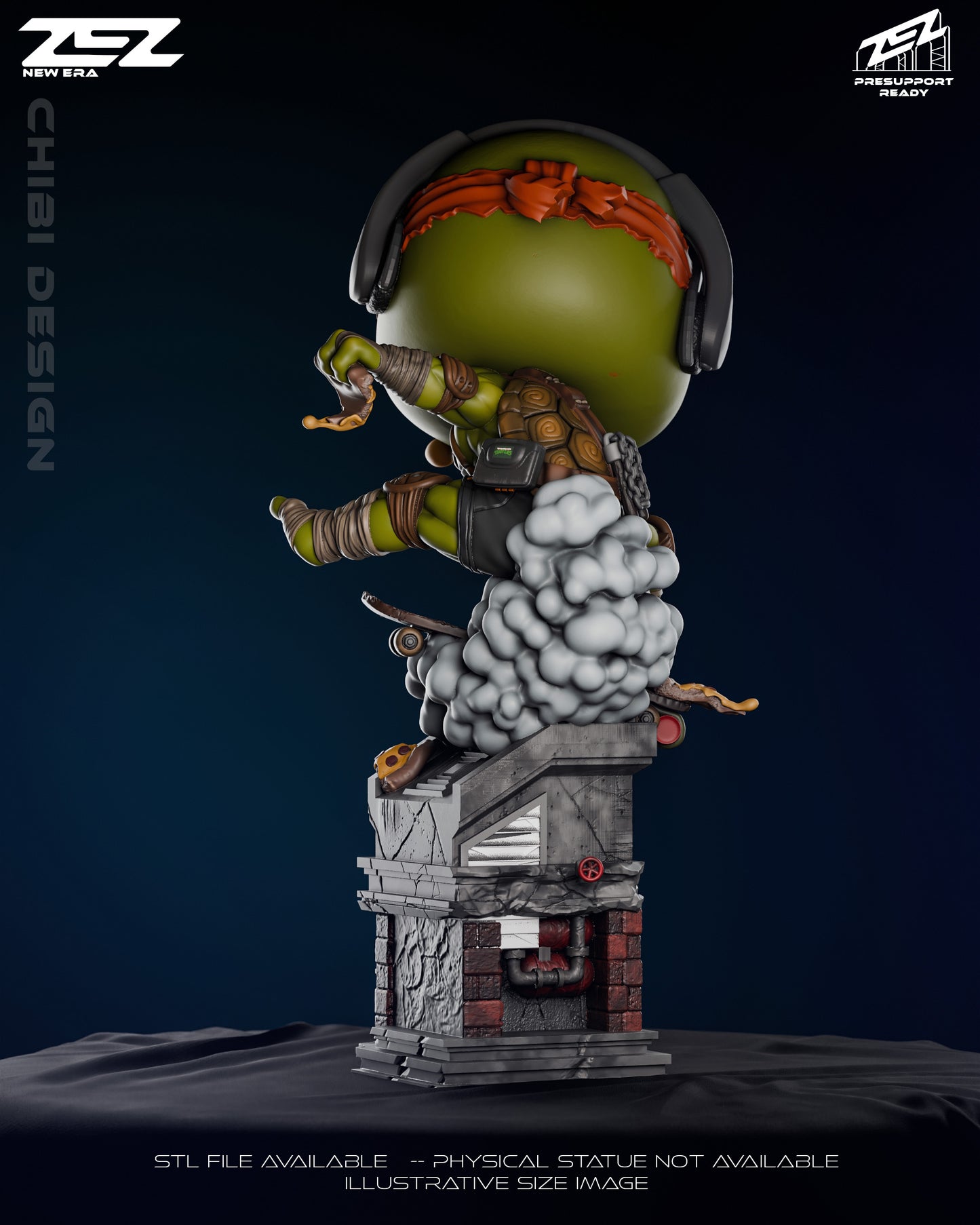 Michaelangelo Chibi (ZEZ) - 3D Printed Fan Art Model Kit