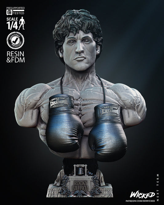 Rocky Balboa (Rocky) Bust - Fan Art - 4 or 8 scale - 3D Print kit