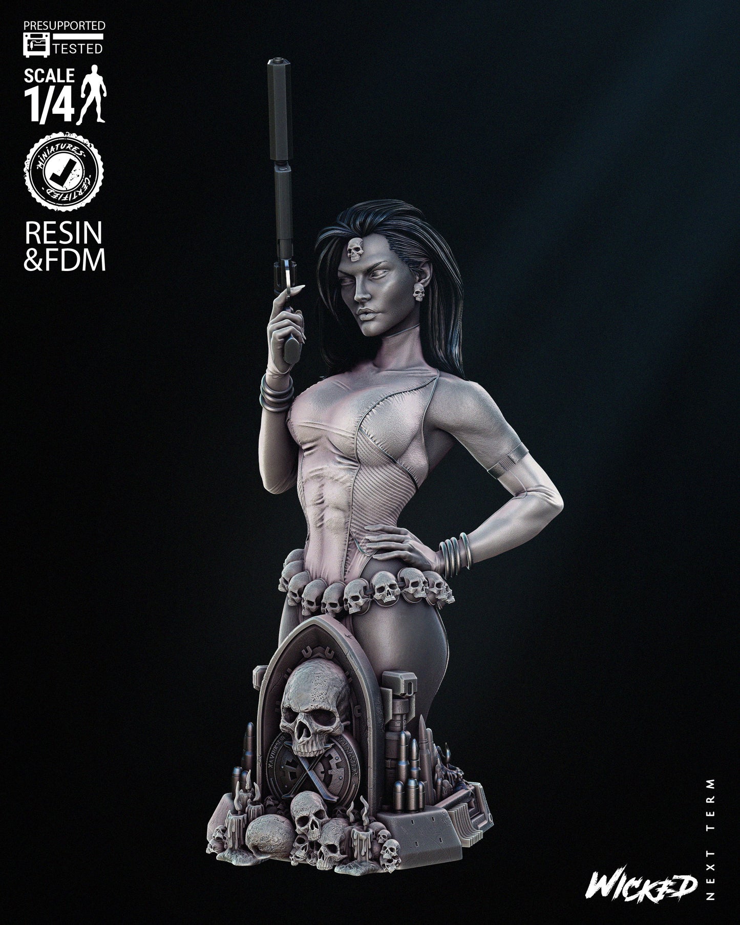 Mystique(Fan Art) Bust - 4 or 8 scale (320mm - 160mm tall)- 3D Print kit