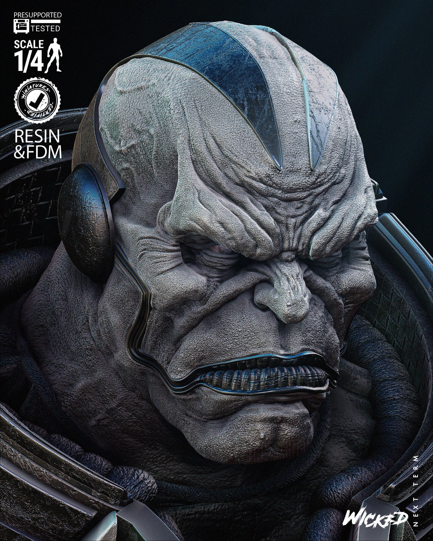 Apocalypse Portrait Bust- 3D Printed - 4th or 8th scale - Fan Art