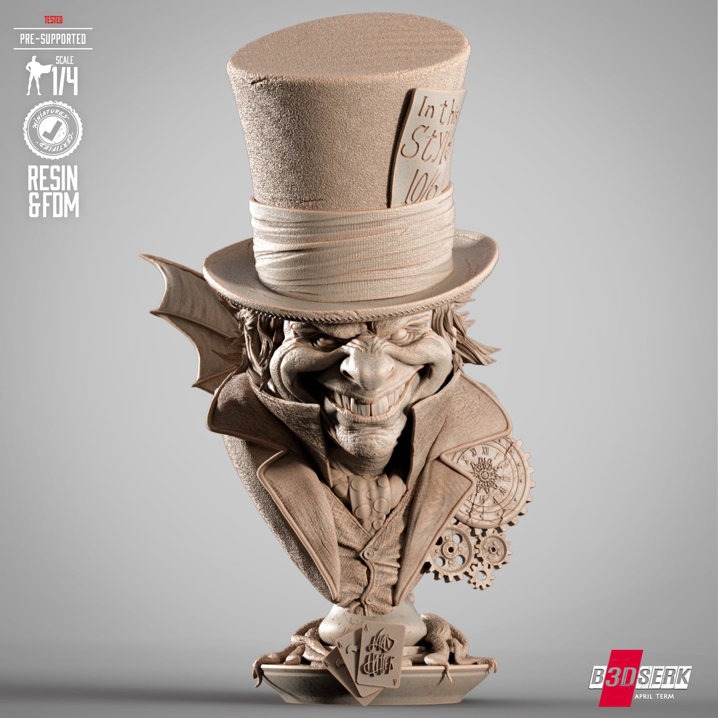 Mad Hatter (Bust) 3d Print - Unpainted model kit