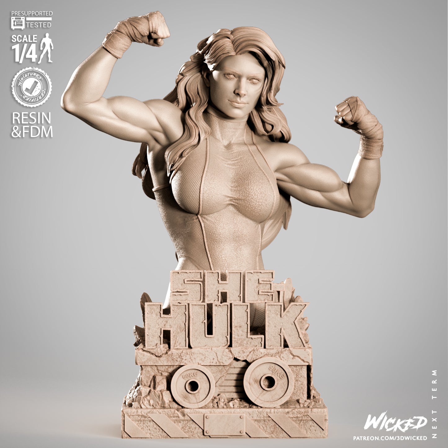 She-Hulk Bust (Fan Art) - 4 or 8 scale - 3D Print