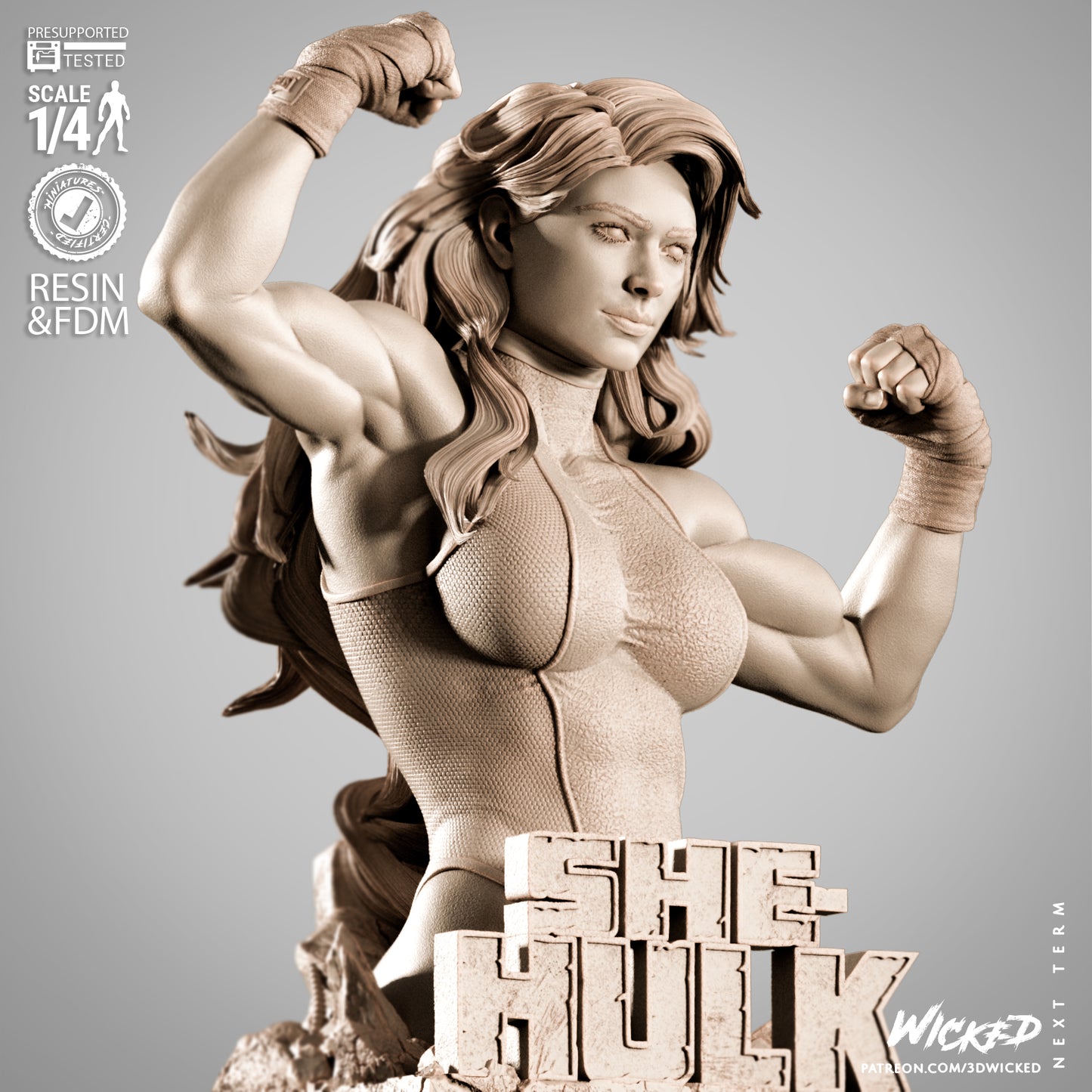 She-Hulk Bust (Fan Art) - 4 or 8 scale - 3D Print