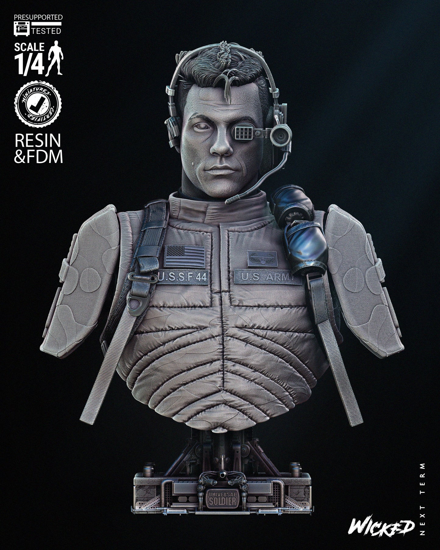 Luc Deveraux (Universal Soldier) Bust- Fan Art - 4 or 8 scale - 3D Print