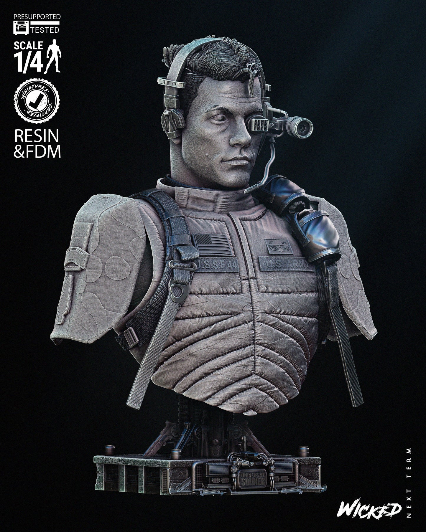 Luc Deveraux (Universal Soldier) Bust- Fan Art - 4 or 8 scale - 3D Print