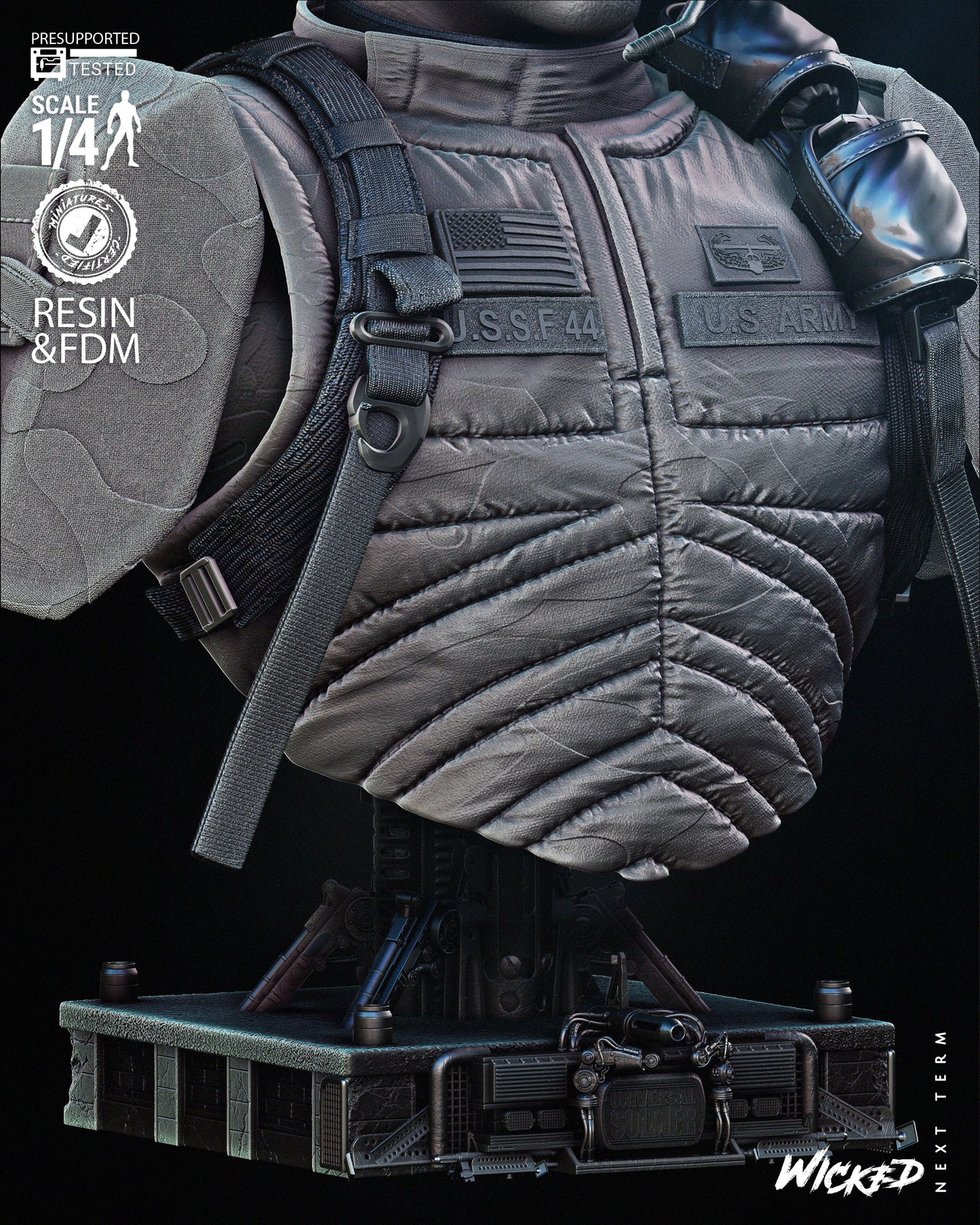 Luc Deveraux (Universal Soldier) Bust- Fan Art - 4 or 8 scale - 3D Print