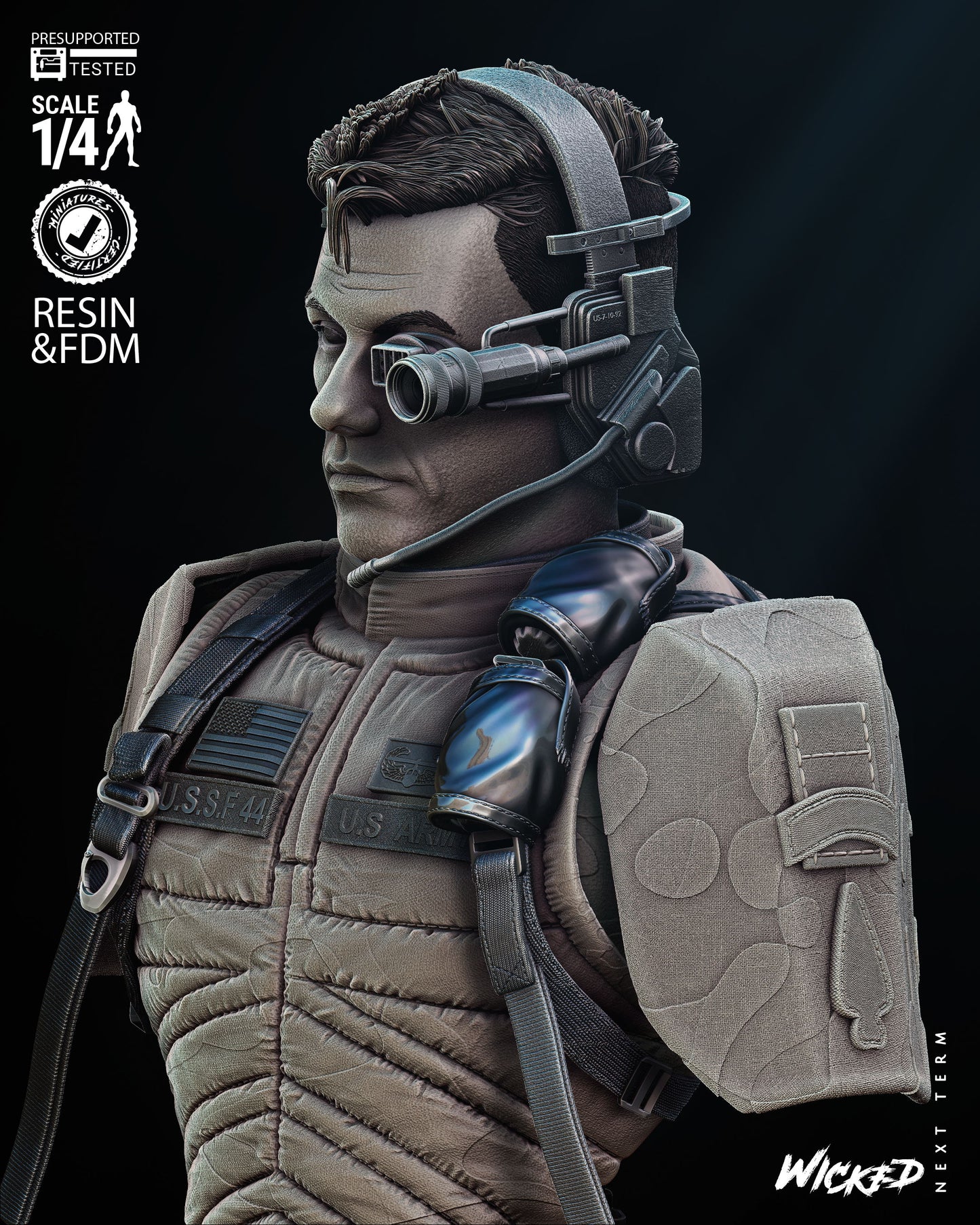Luc Deveraux (Universal Soldier) Bust- Fan Art - 4 or 8 scale - 3D Print