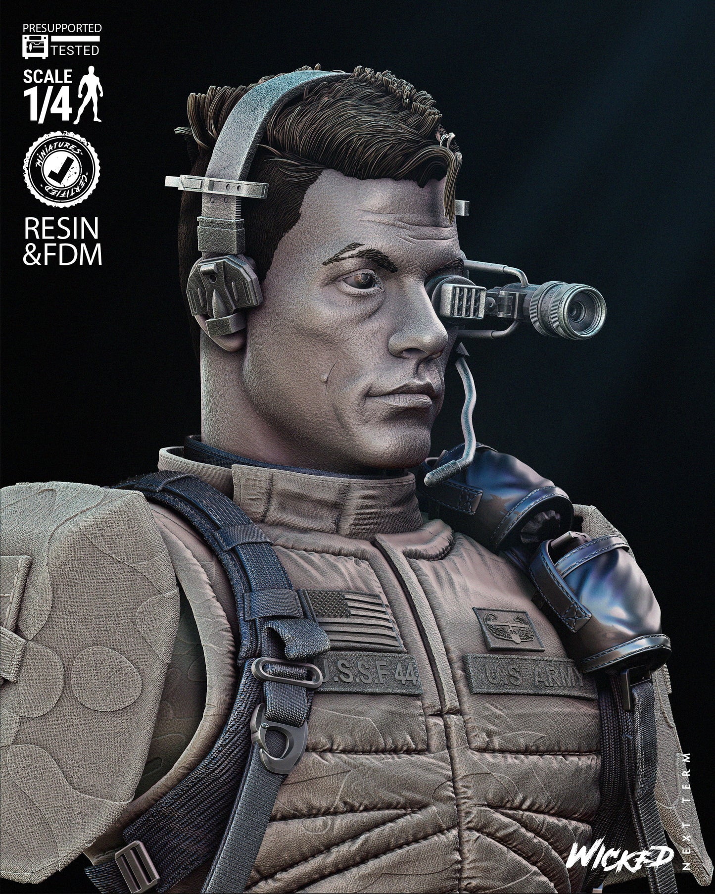 Luc Deveraux (Universal Soldier) Bust- Fan Art - 4 or 8 scale - 3D Print