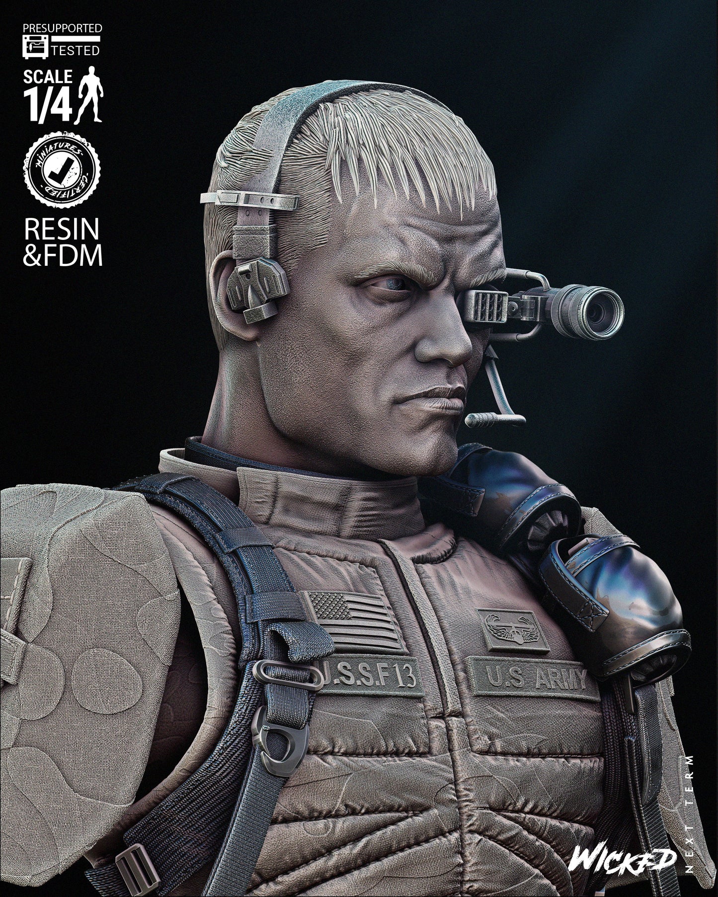 Andrew Scott (Universal Soldier) Bust - Fan Art - 6 or 12 scale - 3D Print kit