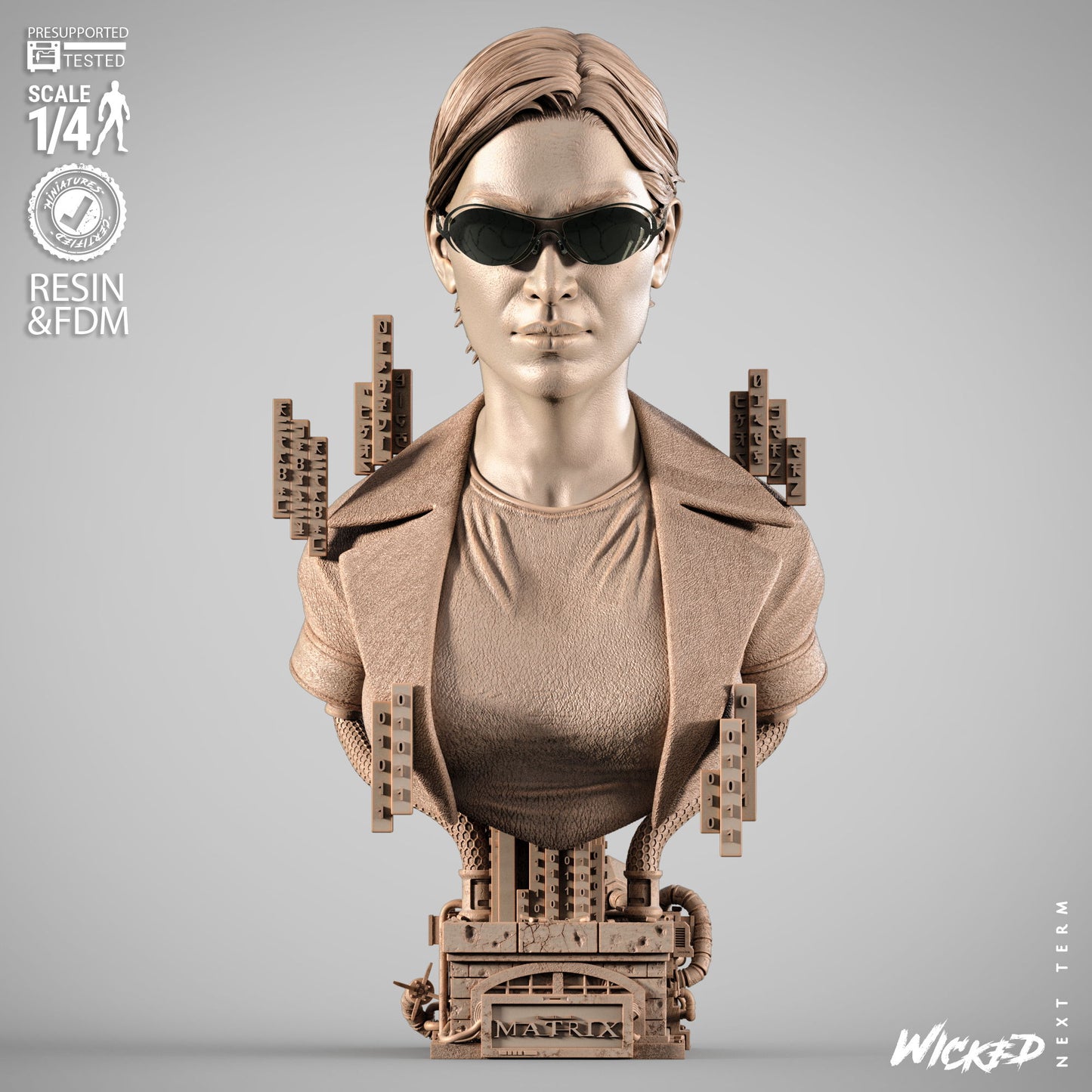 Trinity - The Matrix (Bust) 3D Print - Unpainted model kit - Fan Art
