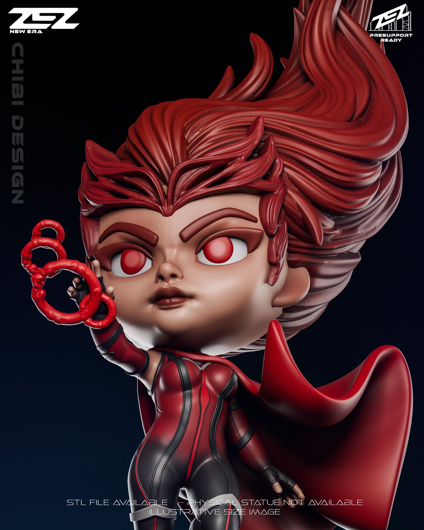 Scarlet Witch Chibi (ZEZ) - 3D Printed Fan Art Model Kit