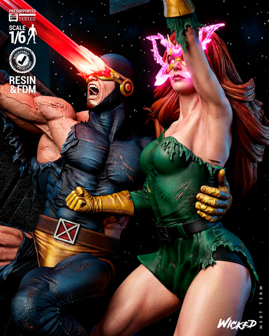 Cyclops and Jean Gray (Diorama) - 3D printed model kit (Fan Art)