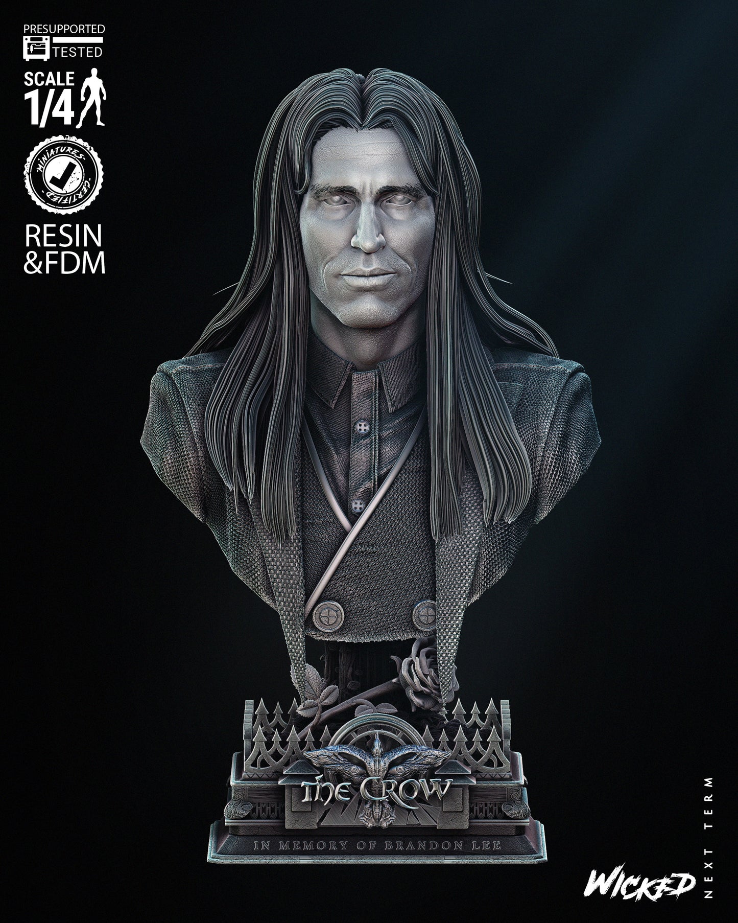 Top Dollar (The Crow) Bust - 3d Printed 4 and 8 Scale - Fan Art (B3dserk)