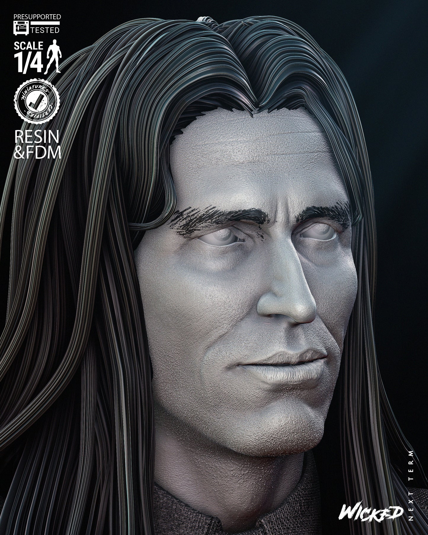 Top Dollar (The Crow) Bust - 3d Printed 4 and 8 Scale - Fan Art (B3dserk)