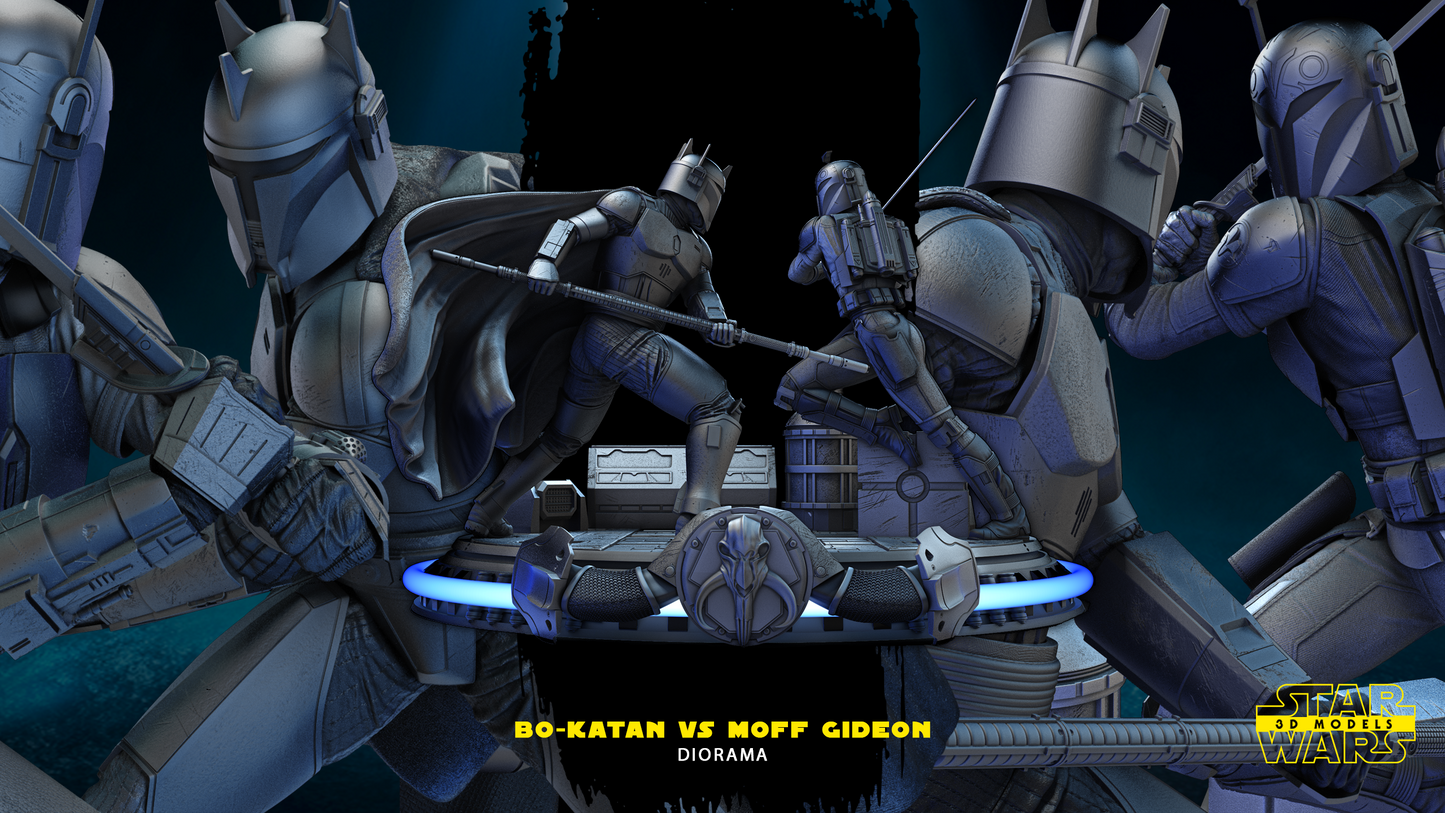 Bo Katan & Moff Gideon Diorama - 6 or 12 scale Star Wars Fan Art - 3D Printed