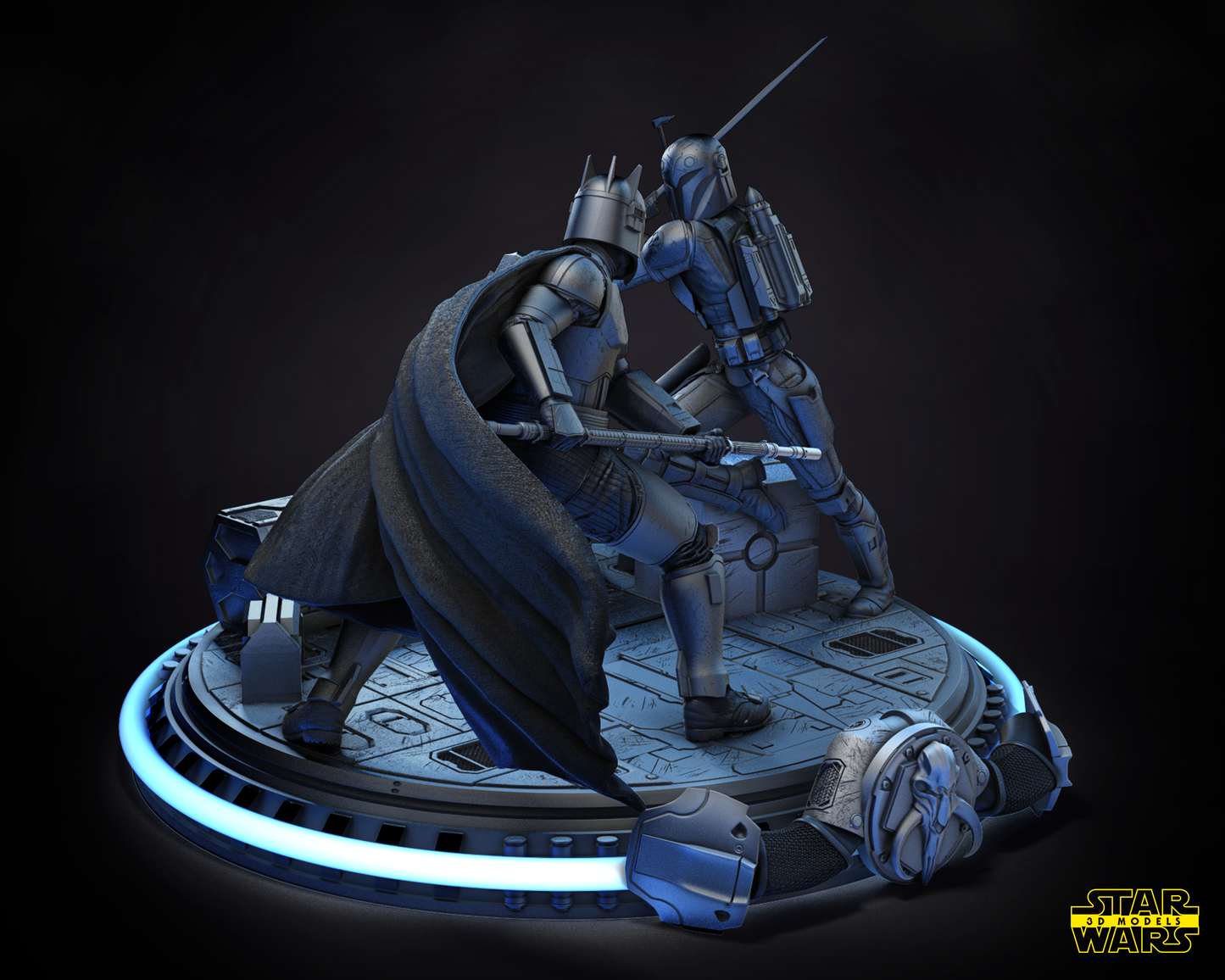 Bo Katan & Moff Gideon Diorama - 6 or 12 scale Star Wars Fan Art - 3D Printed