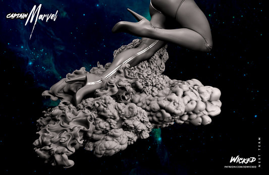 Captain Marvel Statue (Fan Art) - 6 or 12 scale (310mm or 155mm) - 3D Print