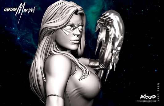 Captain Marvel Bust (Fan Art) - 4 or 8 scale (265mm or 132mm) - 3D Print