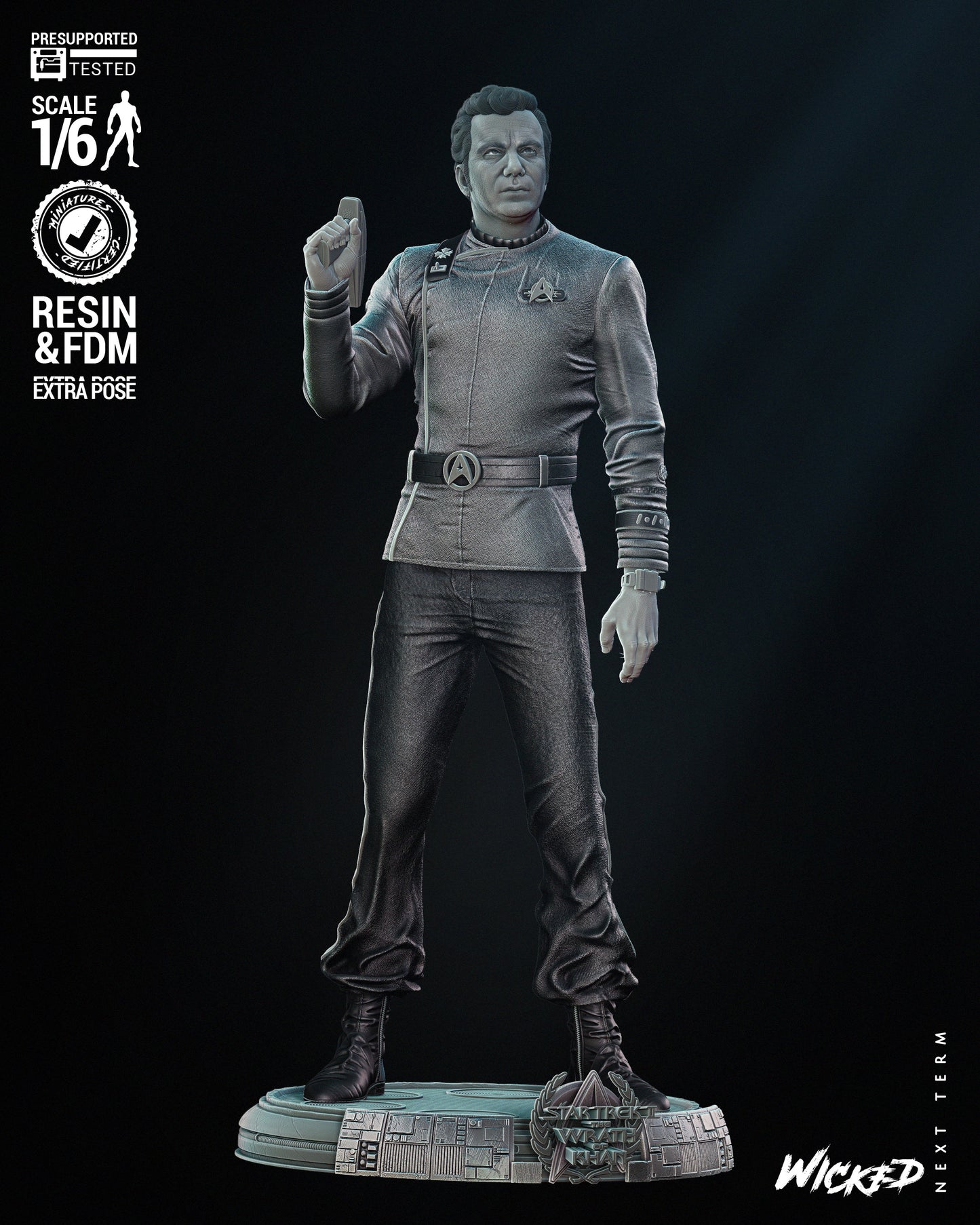 Kirk (Star Trek Wrath of Khan) Bust - 3D Print - Fan Art
