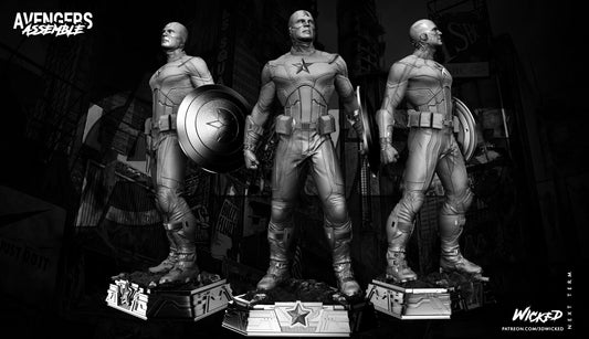 Captain America (First Avenger) 3D Printed Sculpt - Scales 6 & 12 - Fan Art