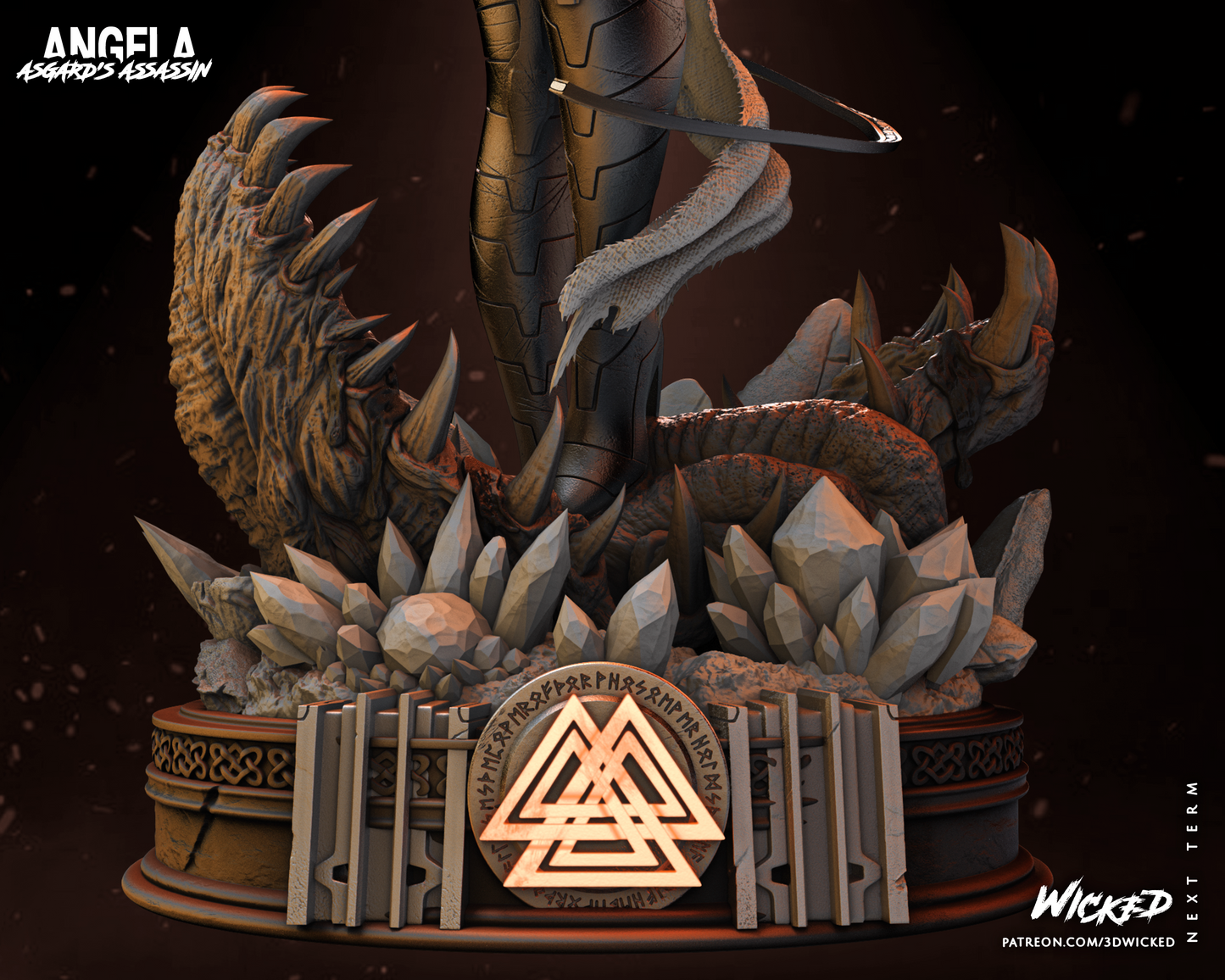 Angela (Marvel) Statue - 3D Printed Model, Unpainted and Unassembled